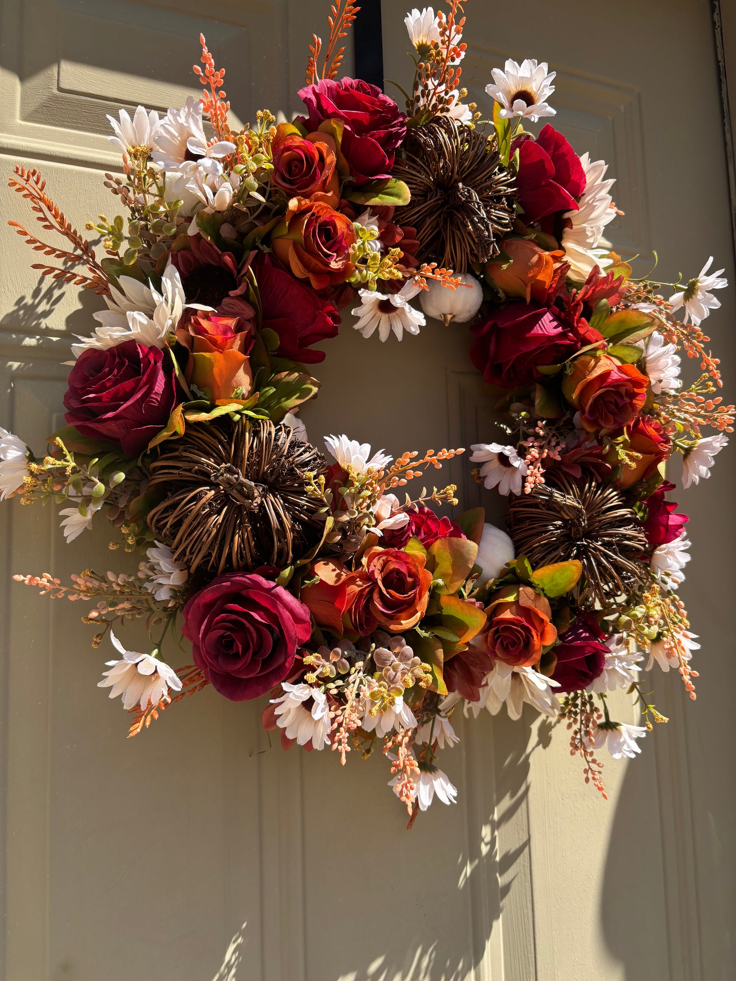 Sunflower and Rose Autumn Wreath