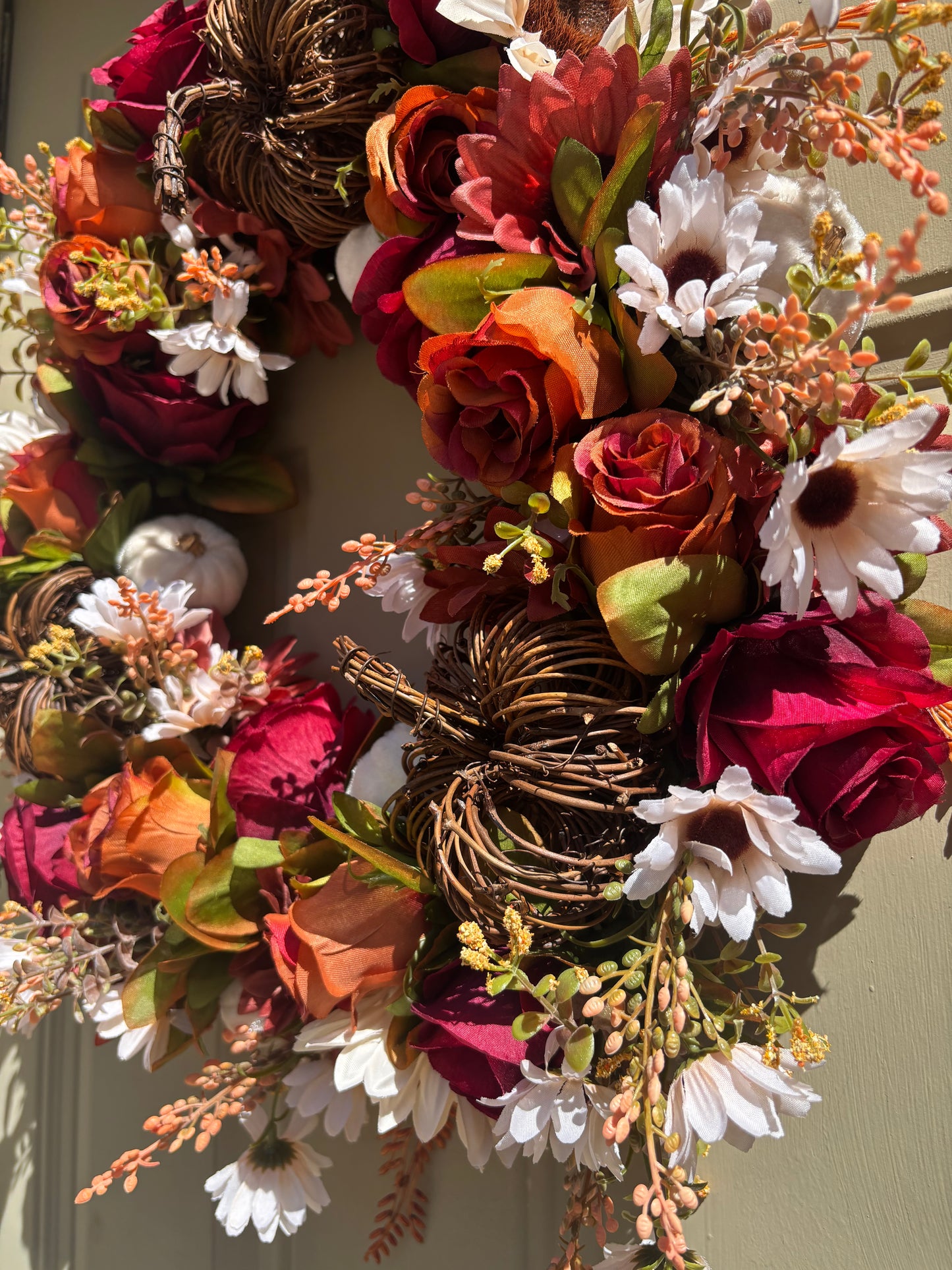 Sunflower and Rose Autumn Wreath