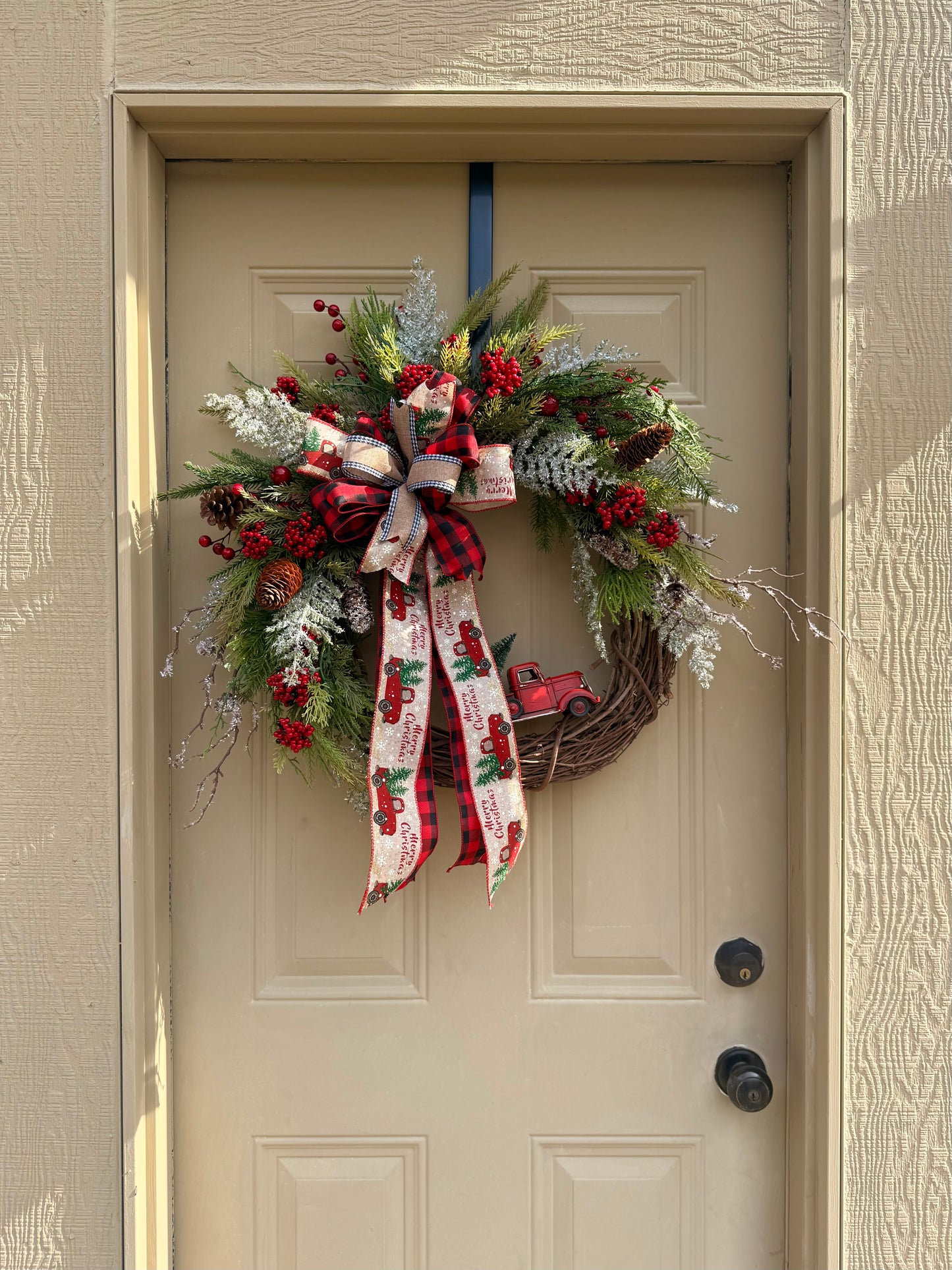 Vintage Red Truck Christmas Wreath