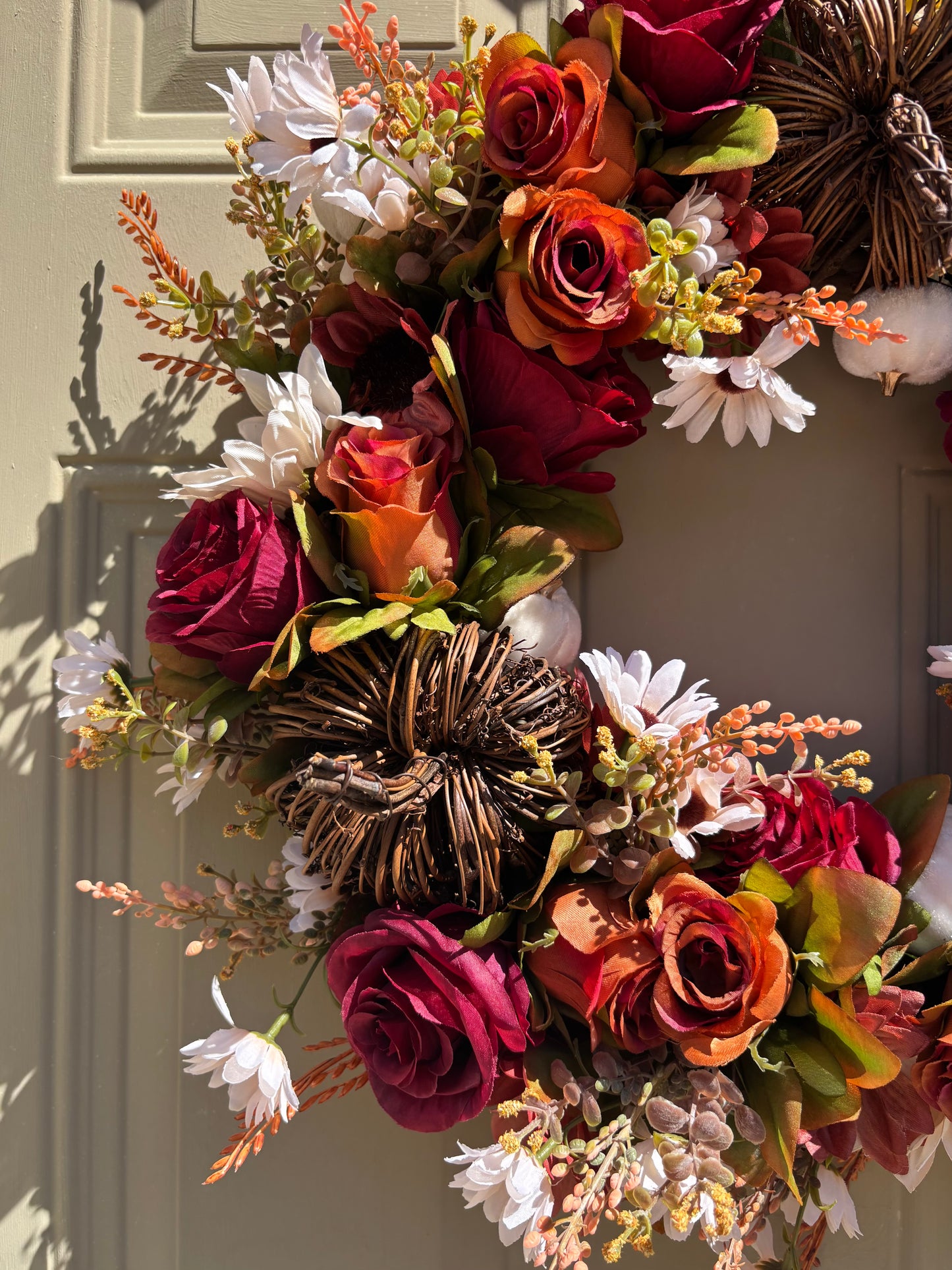 Sunflower and Rose Autumn Wreath