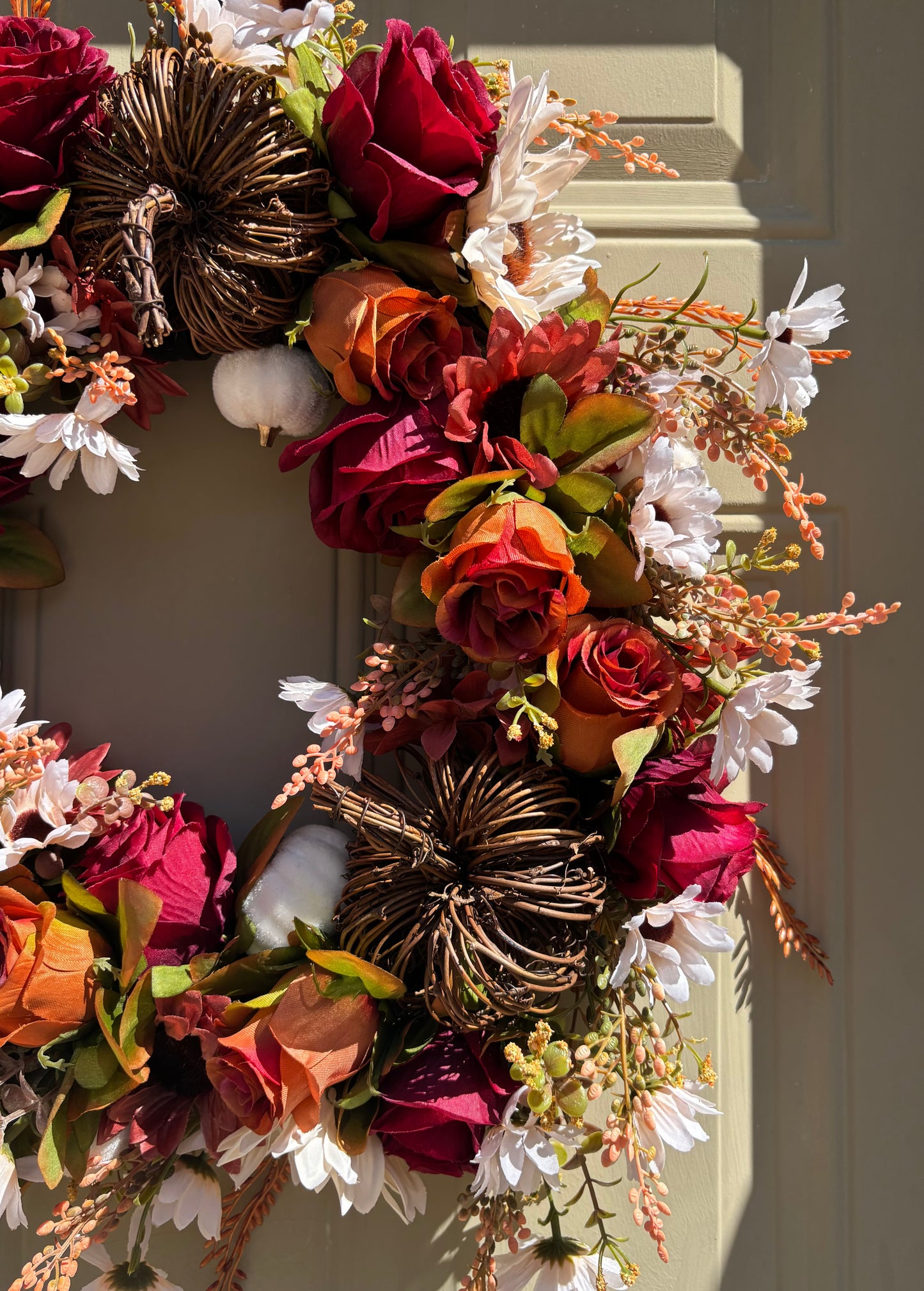 Sunflower and Rose Autumn Wreath
