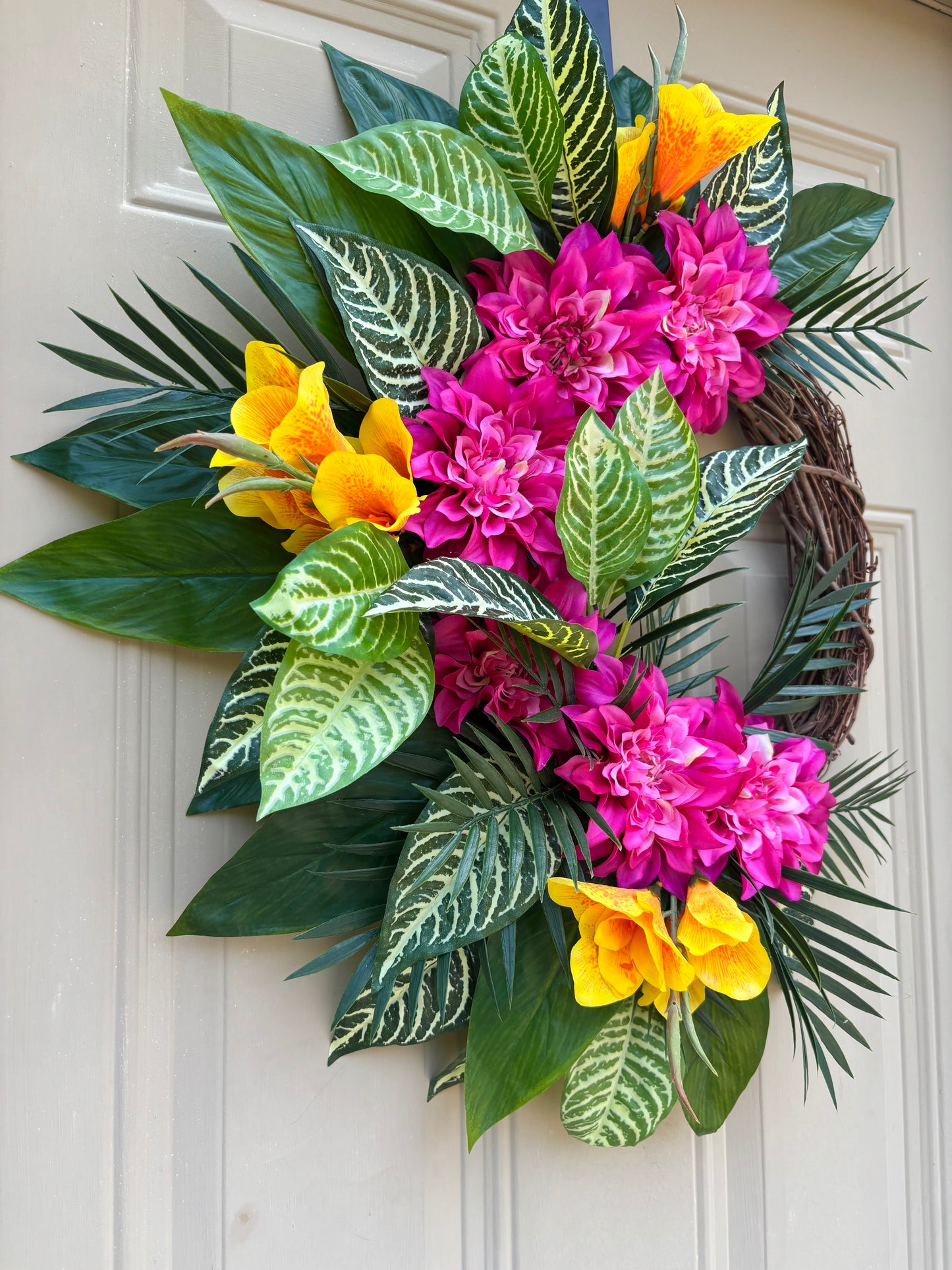 Tropical Zebra Palm Summer Wreath