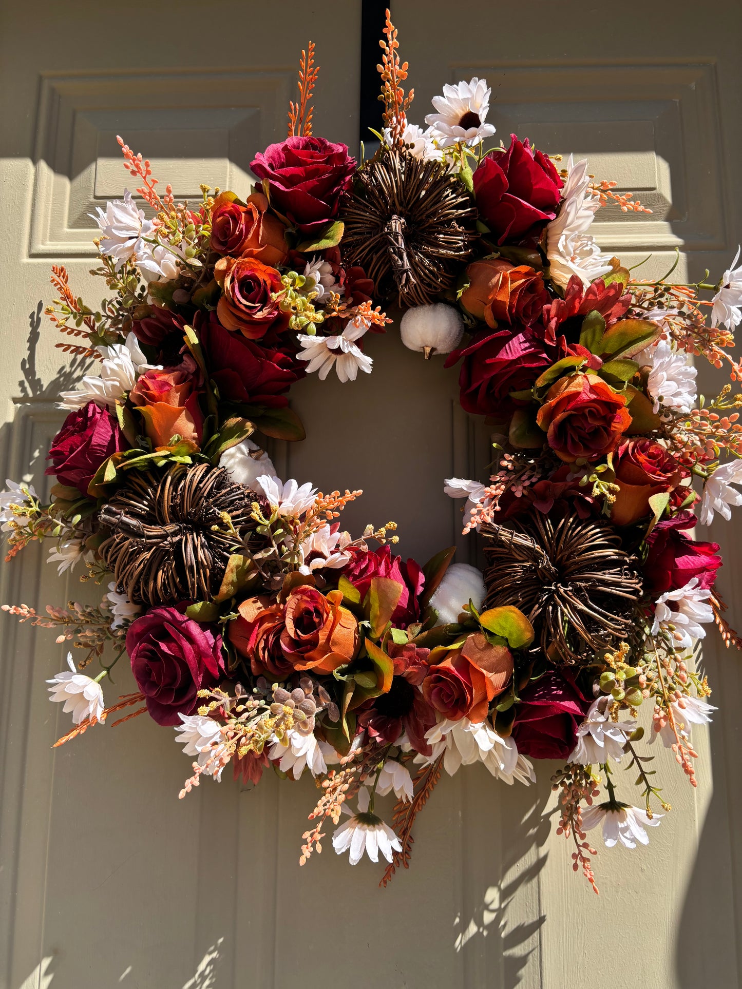 Sunflower and Rose Autumn Wreath