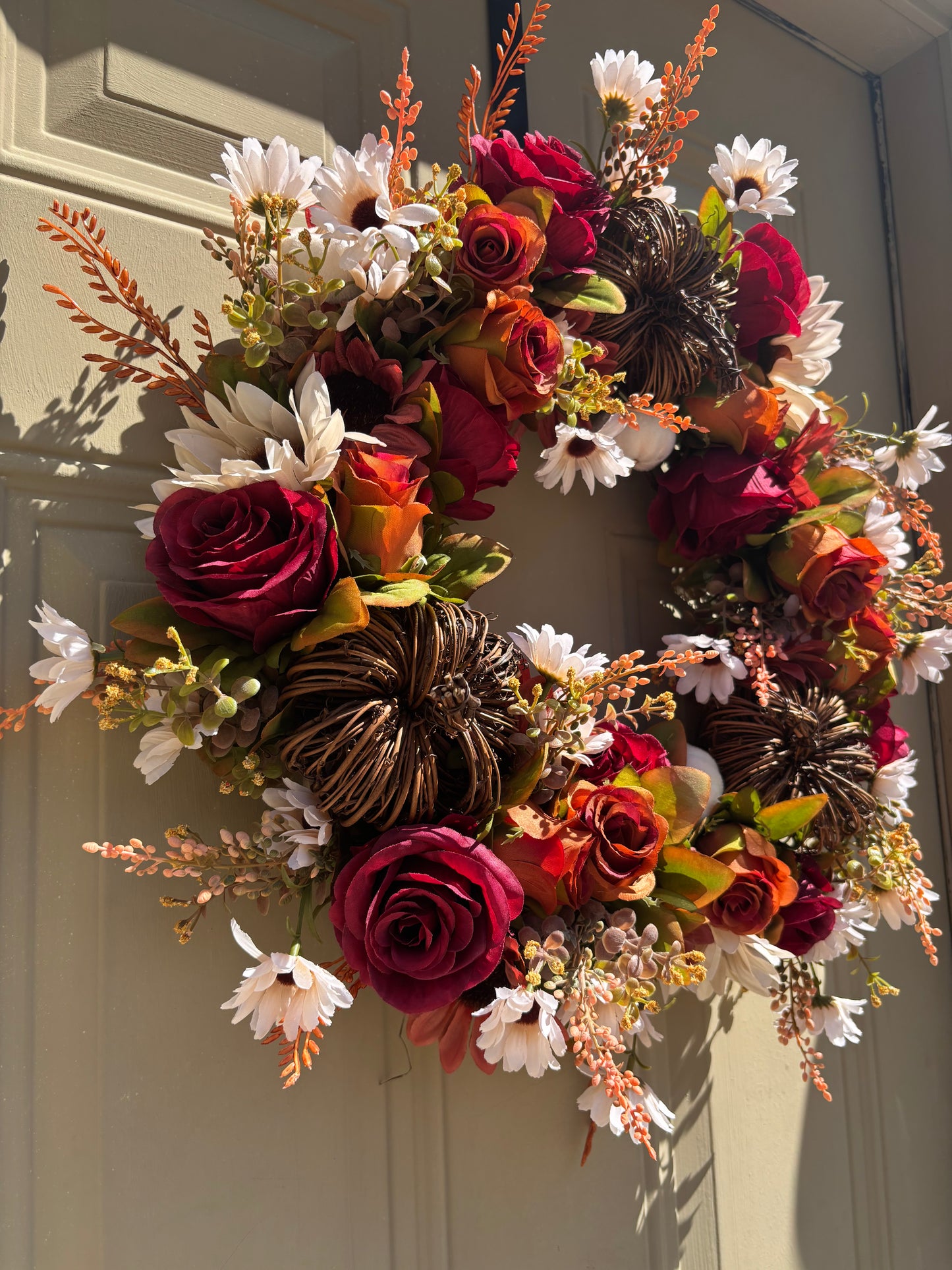 Sunflower and Rose Autumn Wreath