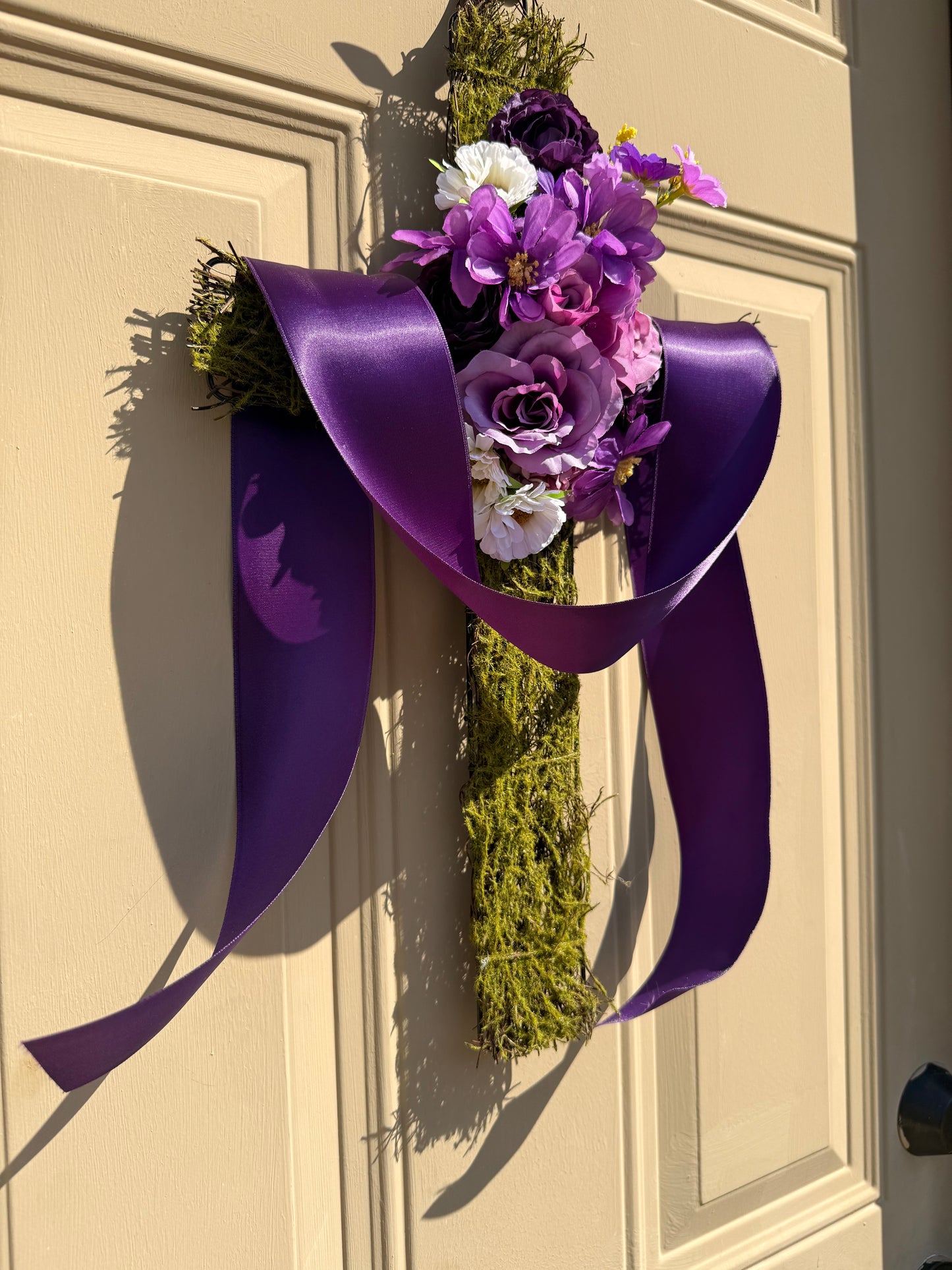 Easter Cross Purple Door Hanger