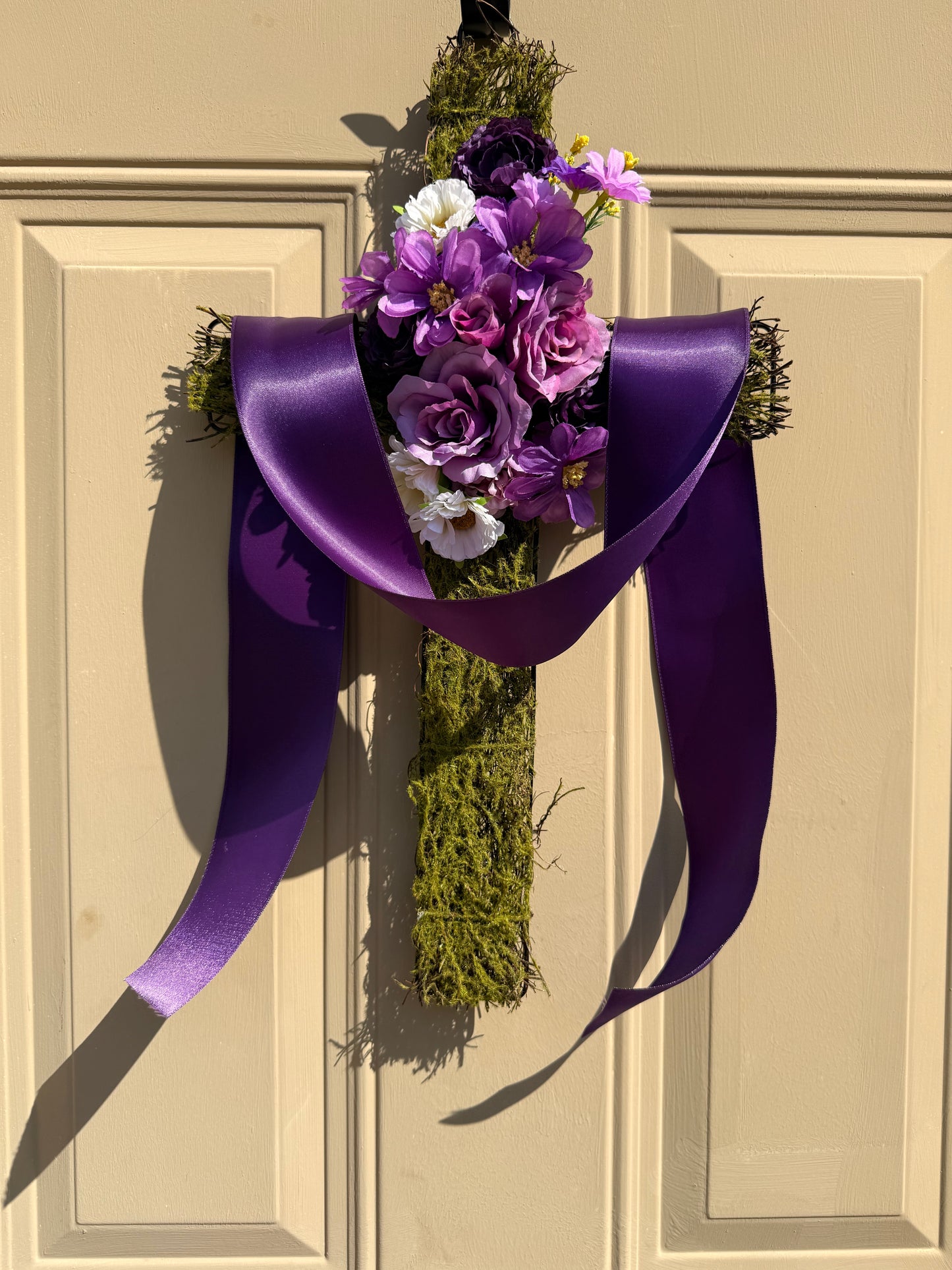 Easter Cross Purple Door Hanger