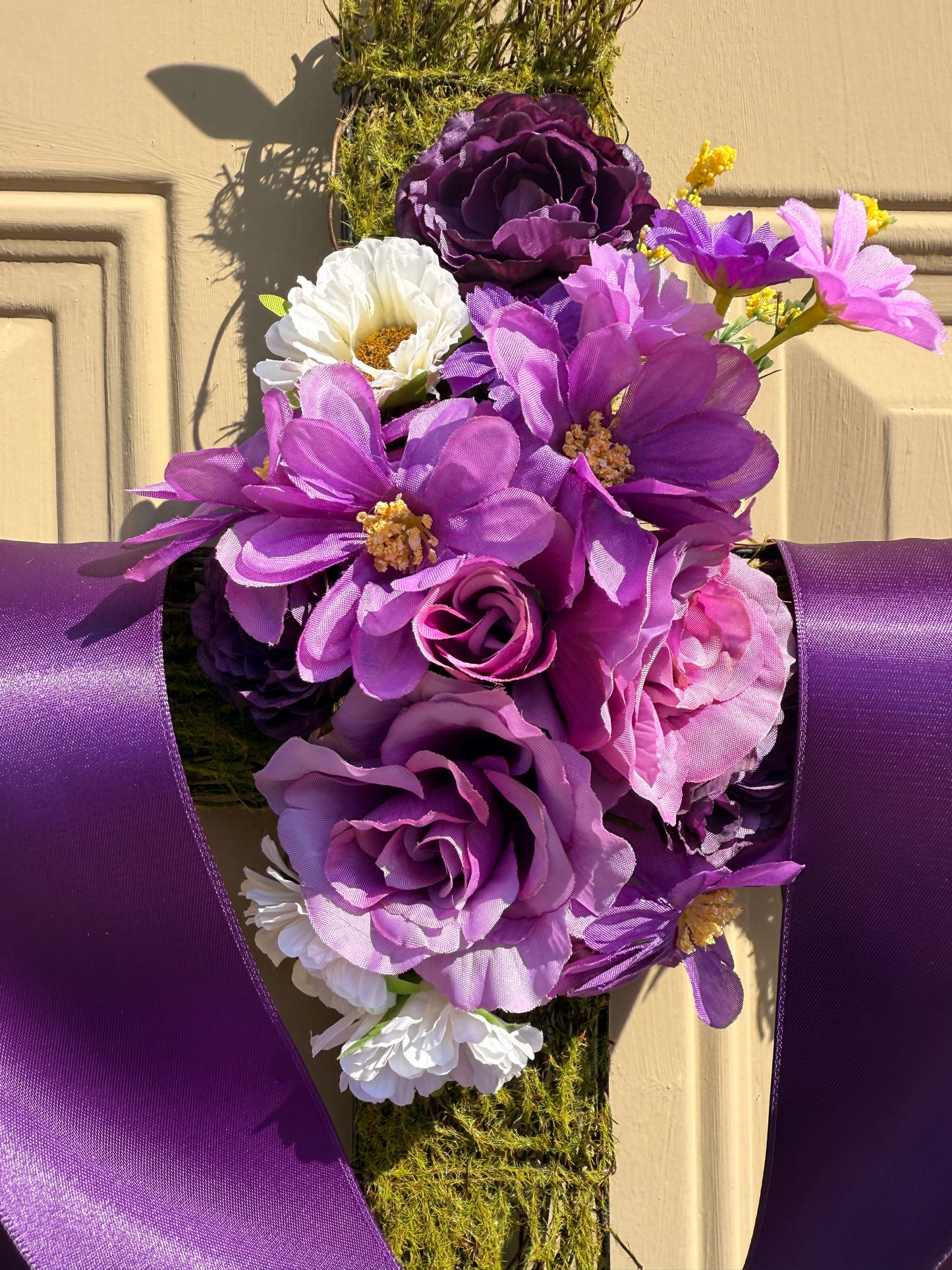 Easter Cross Purple Door Hanger