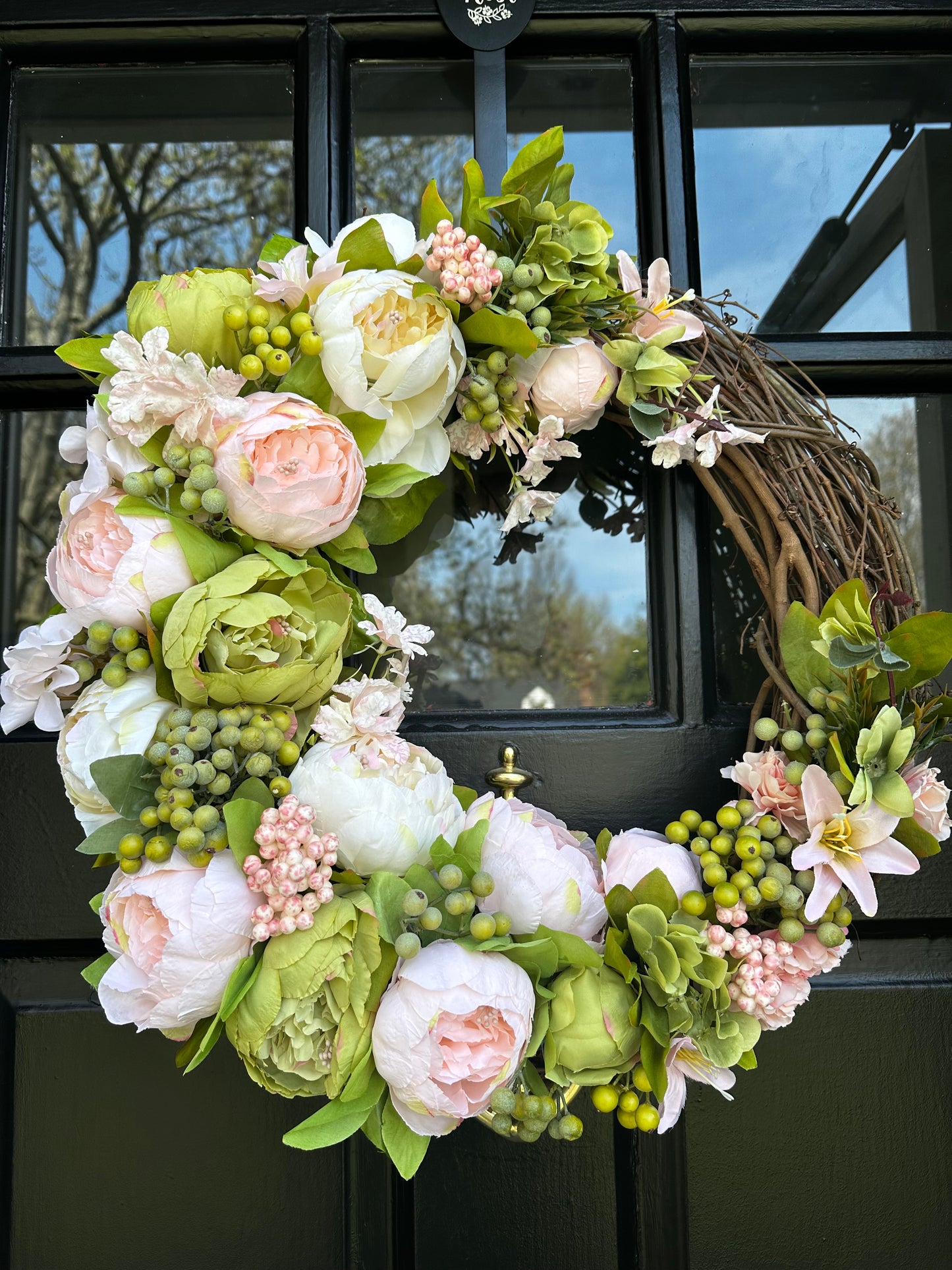 "Mother's Day" Pink Peony Spring Wreath