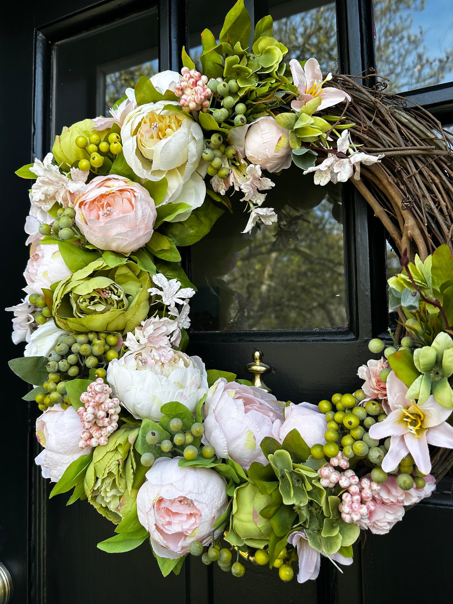 "Mother's Day" Pink Peony Spring Wreath