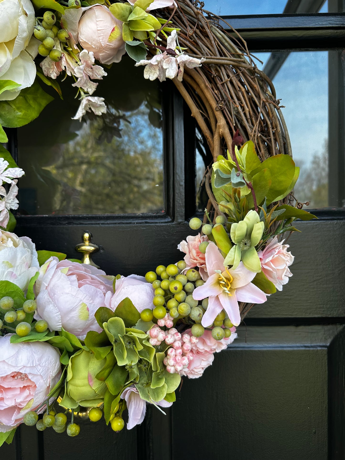 "Mother's Day" Pink Peony Spring Wreath