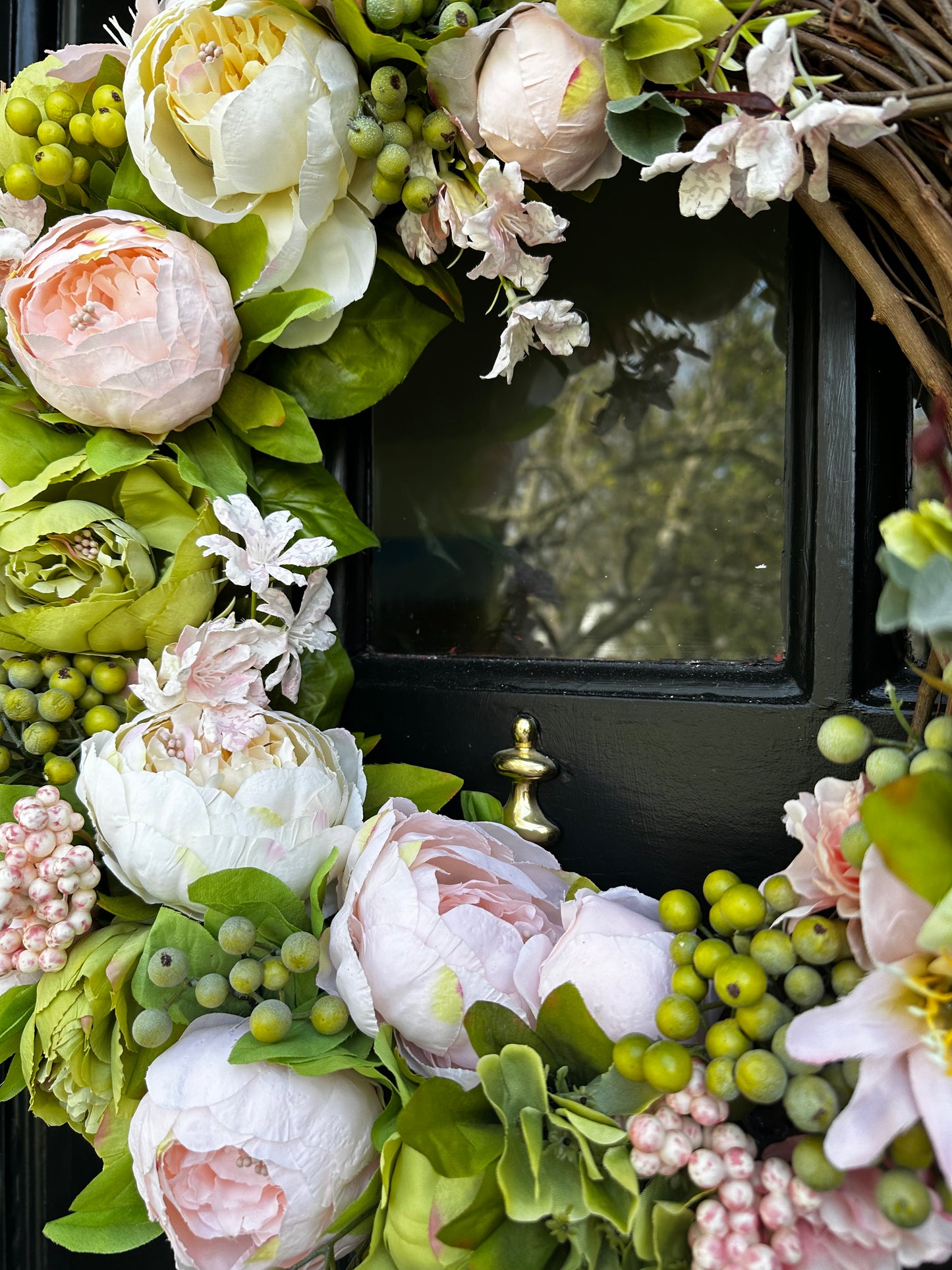 "Mother's Day" Pink Peony Spring Wreath