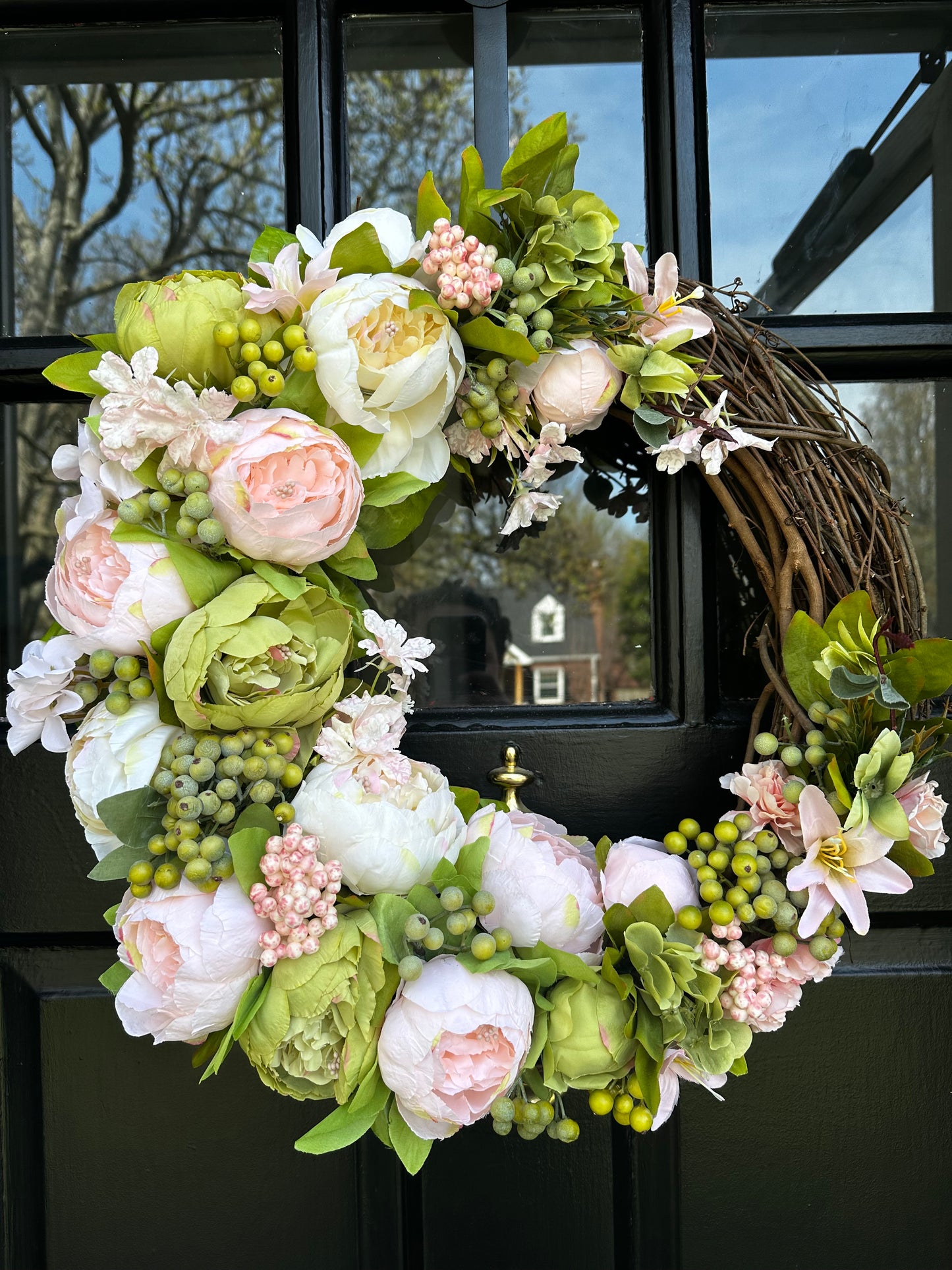 "Mother's Day" Pink Peony Spring Wreath