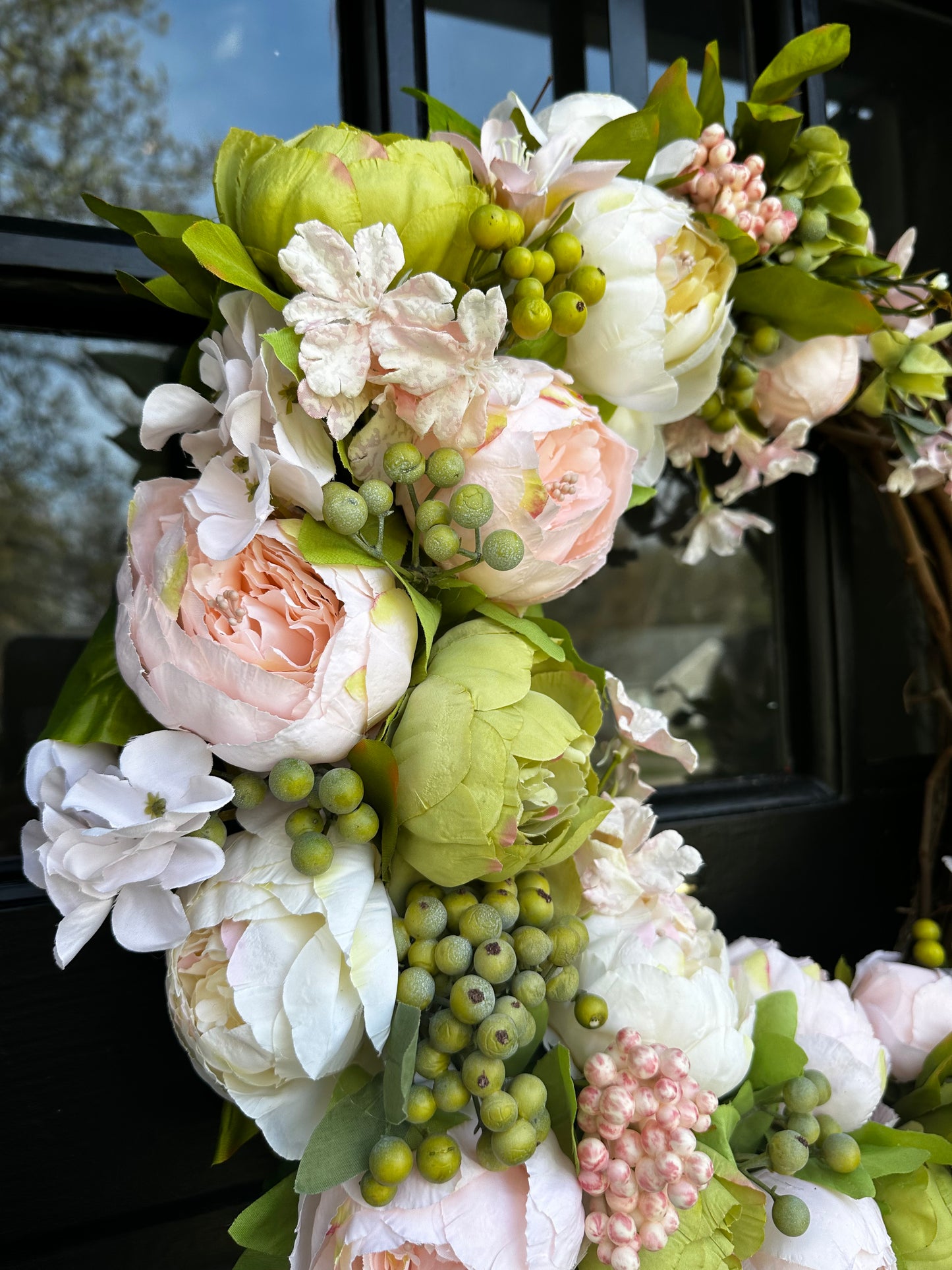 "Mother's Day" Pink Peony Spring Wreath