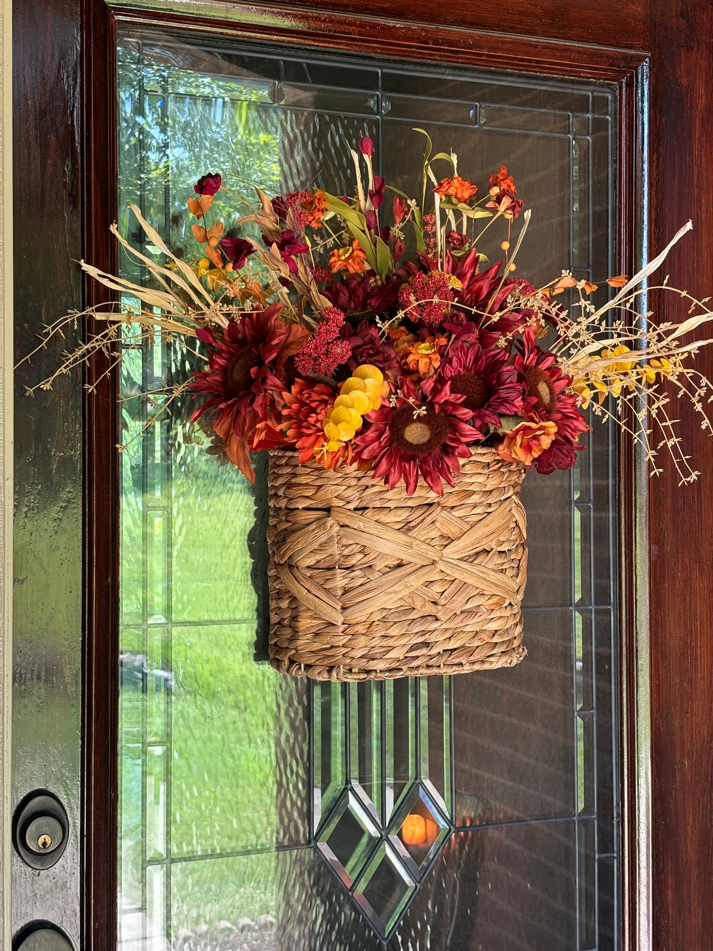 Burgundy Fall Floral Hanging Basket