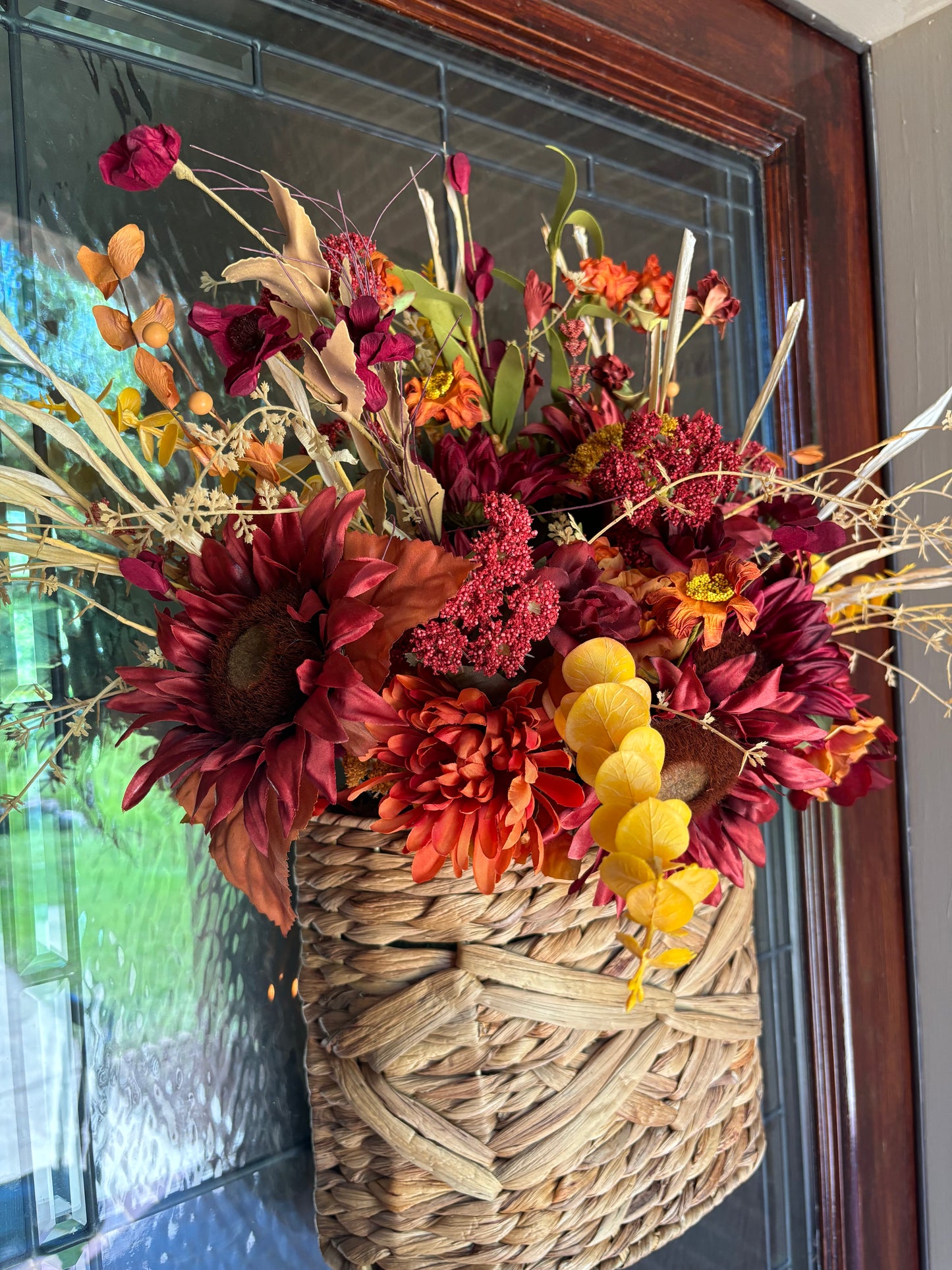 Burgundy Fall Floral Hanging Basket