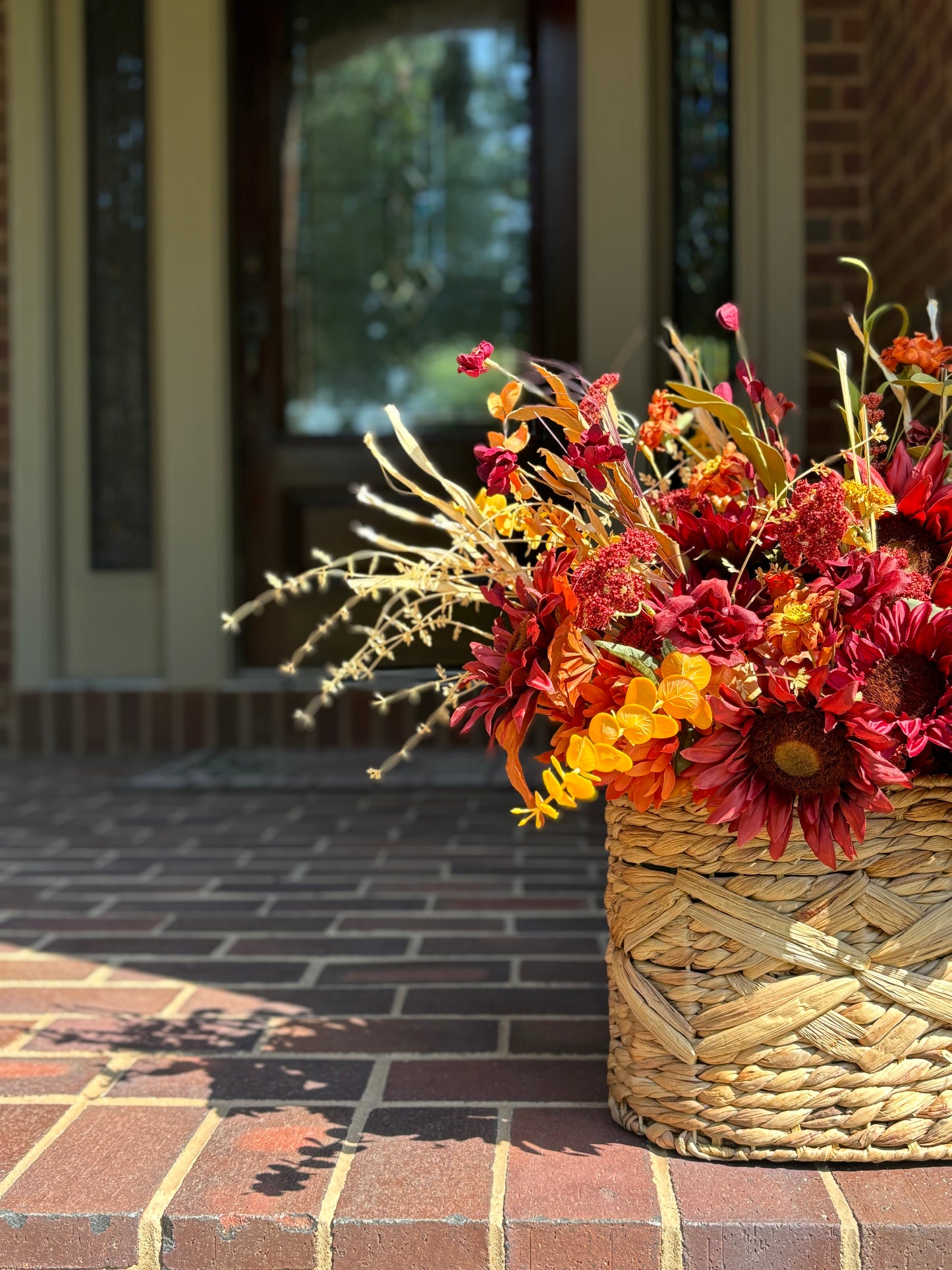 Burgundy Fall Floral Hanging Basket