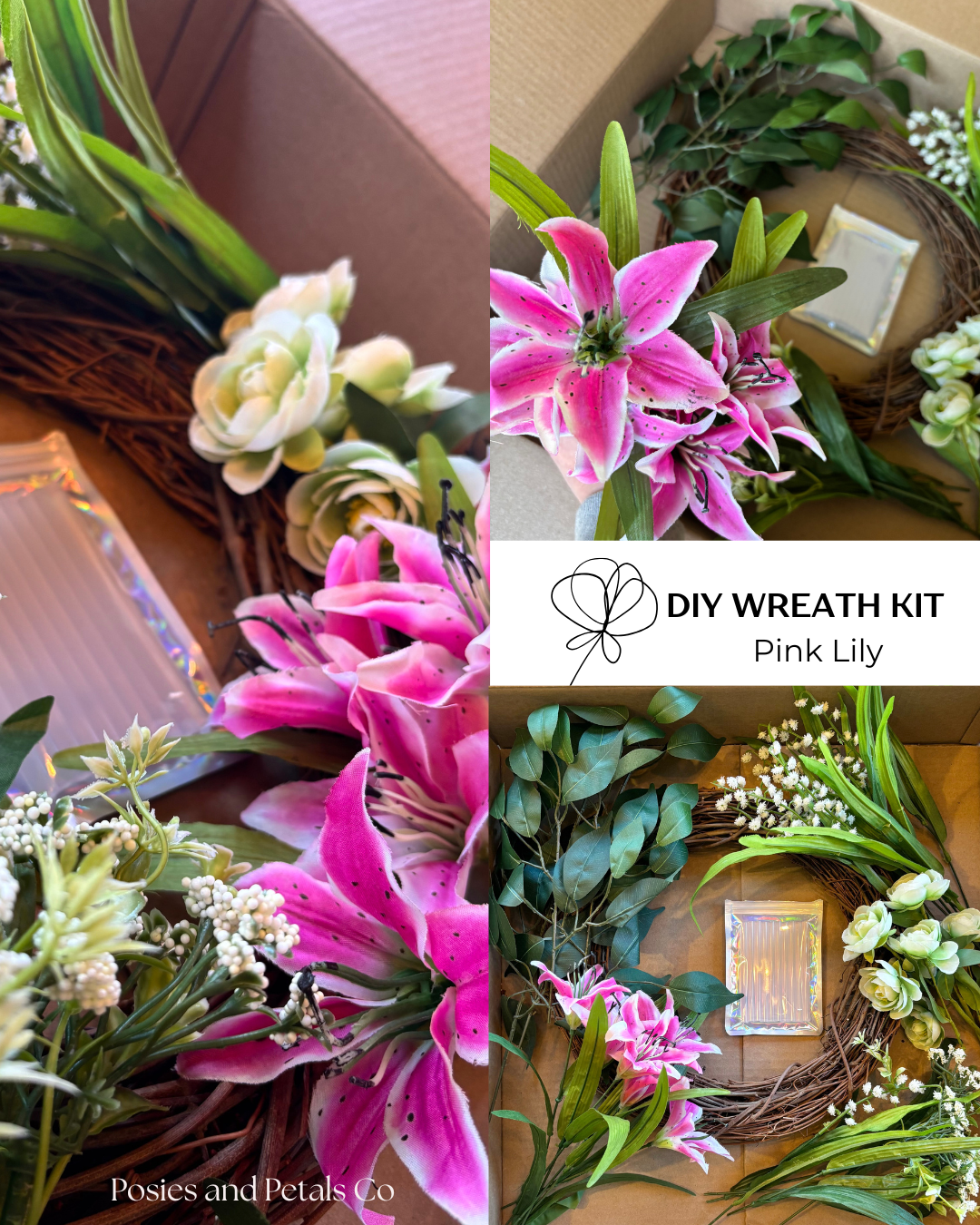 DIY Wreath Kit: Pink Lily