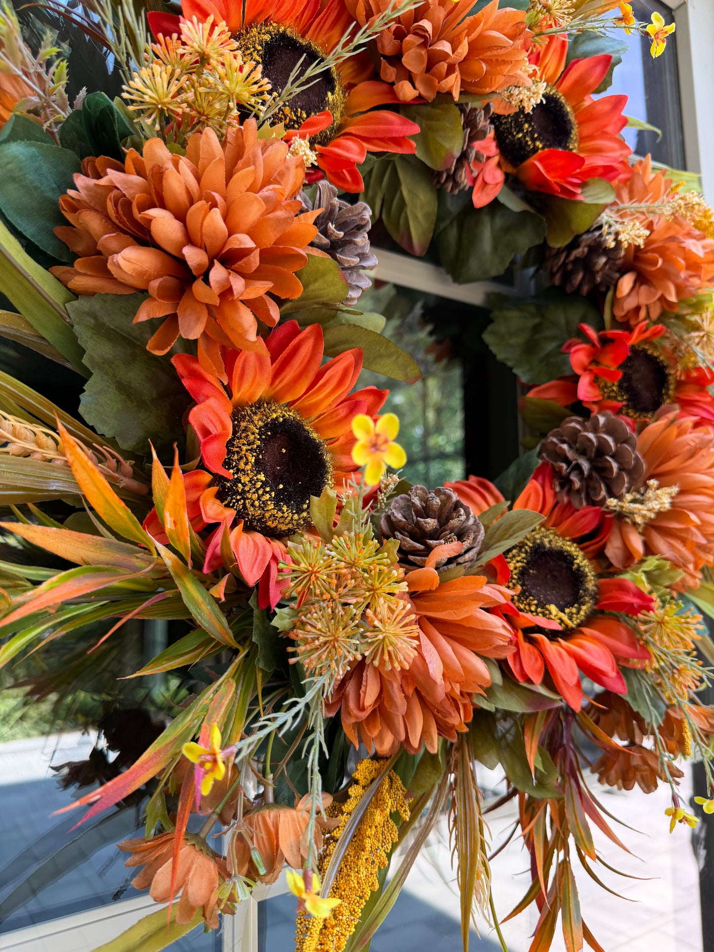 Sunflower and Mum Harvest Fall Wreath