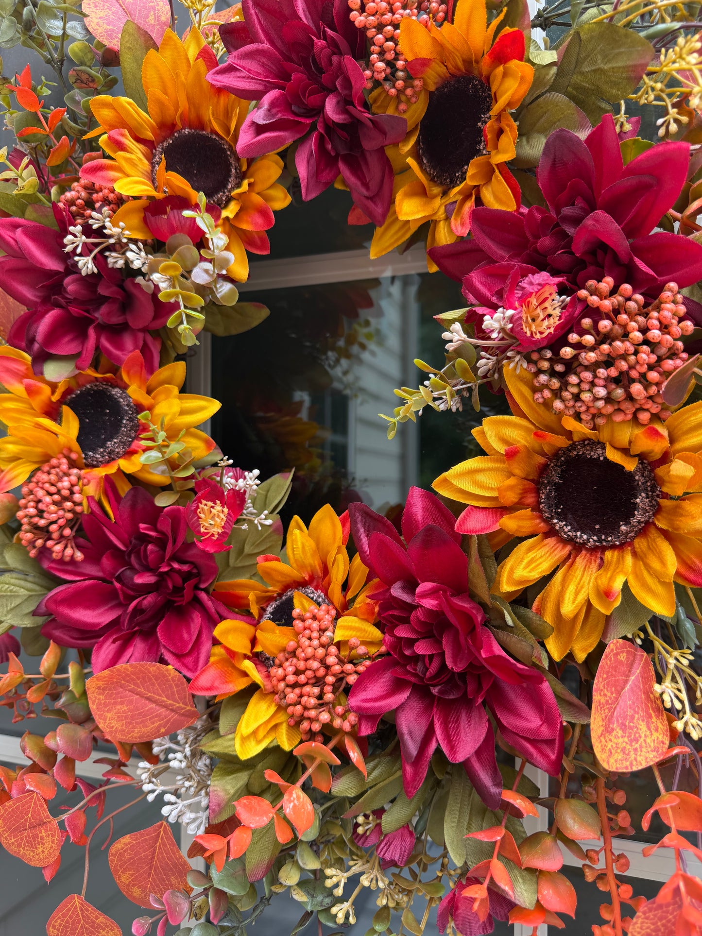 Sunflower and Dahlia Fall Wreath