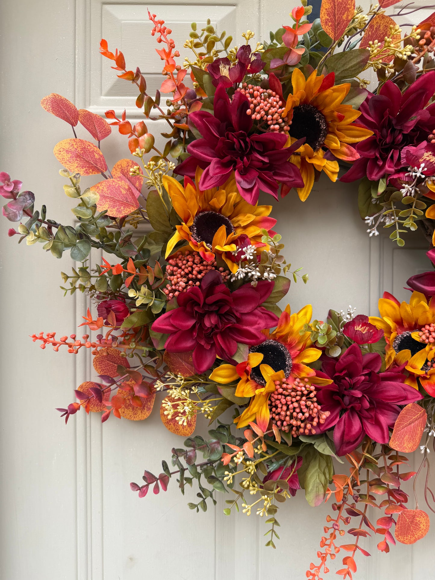 Sunflower and Dahlia Fall Wreath