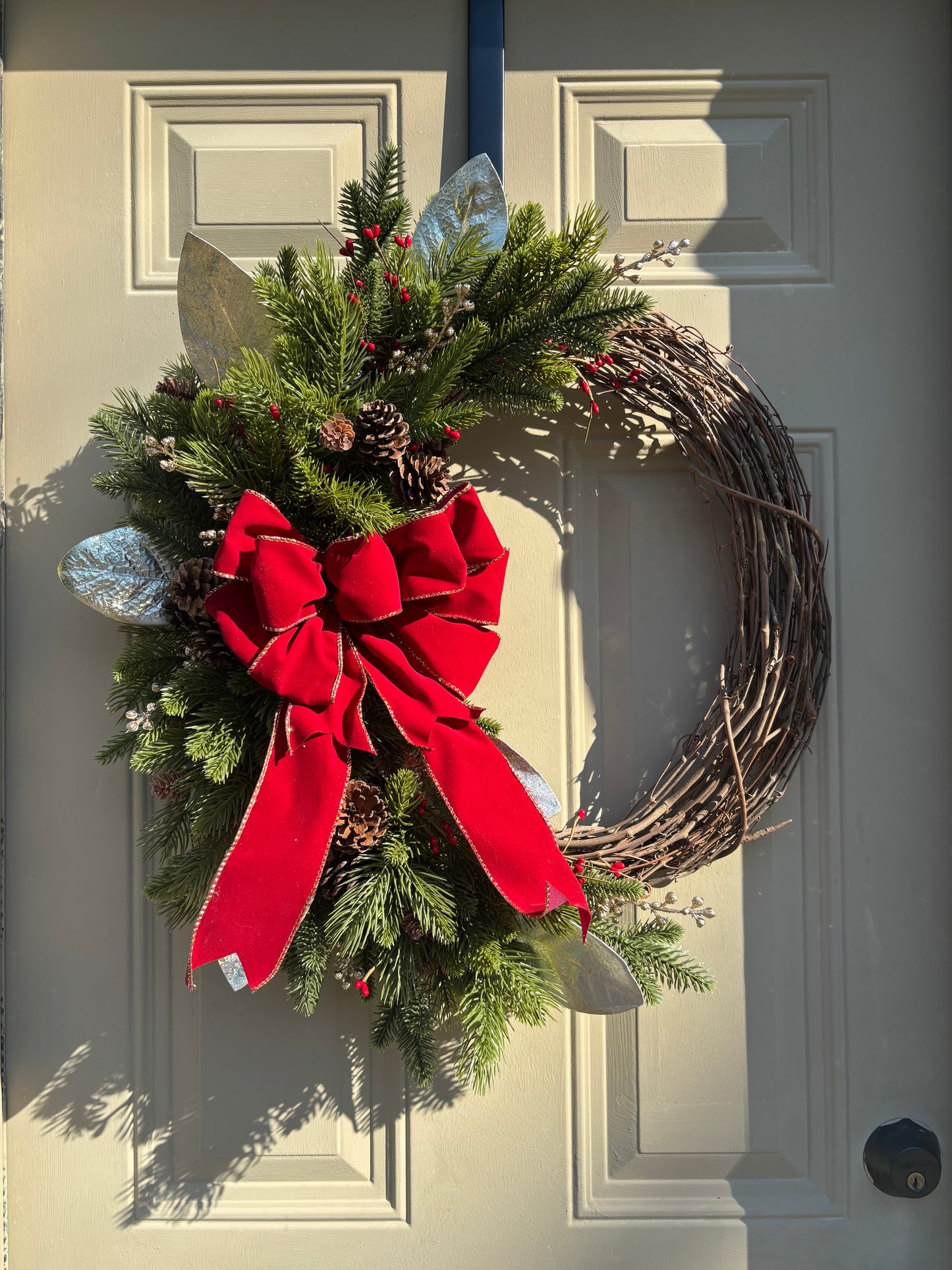 Cranberry & Gold Holiday Wreath