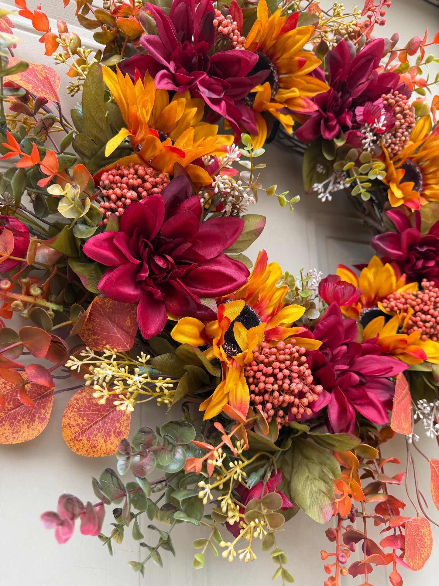 Sunflower and Dahlia Fall Wreath