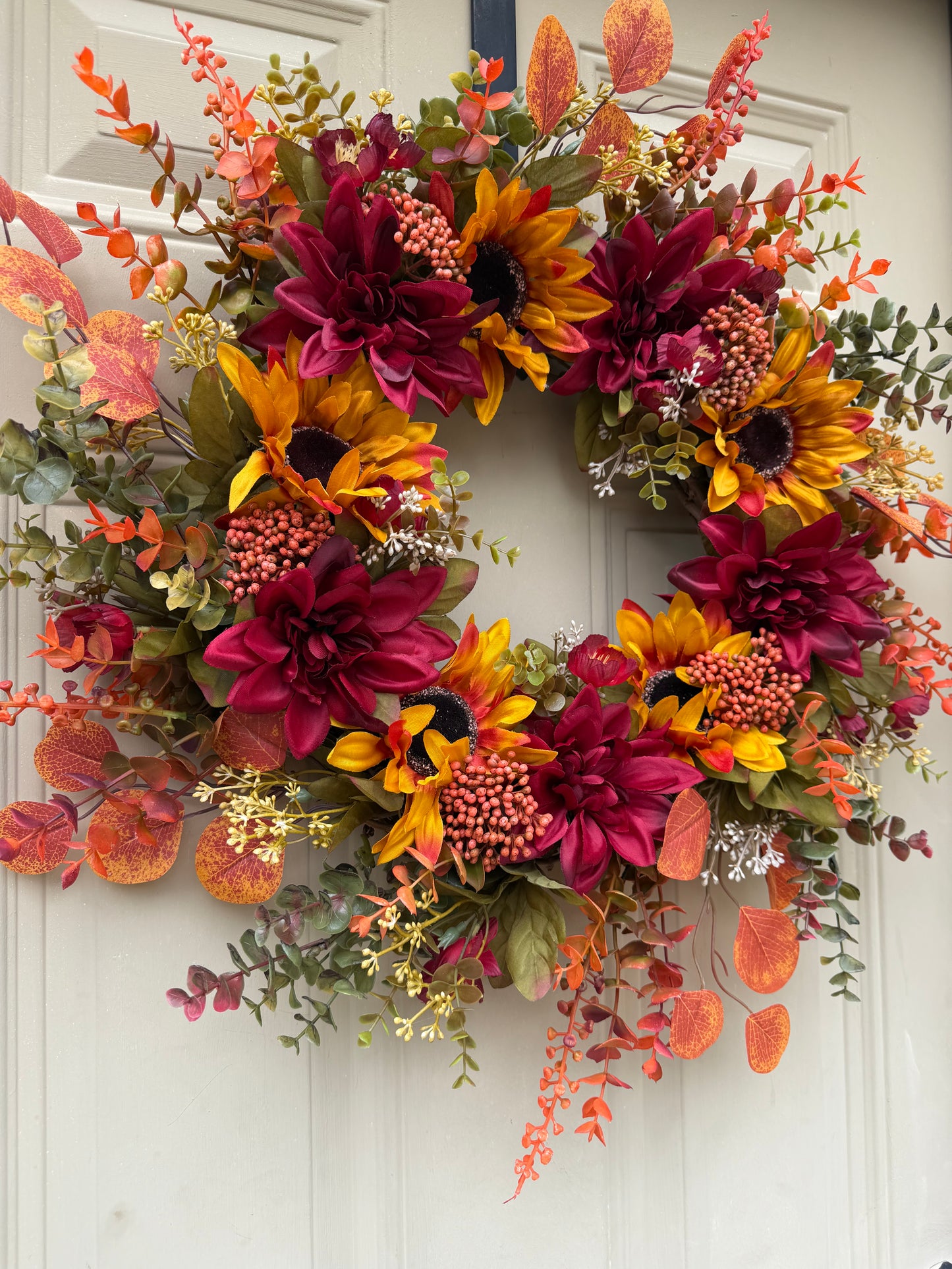 Sunflower and Dahlia Fall Wreath