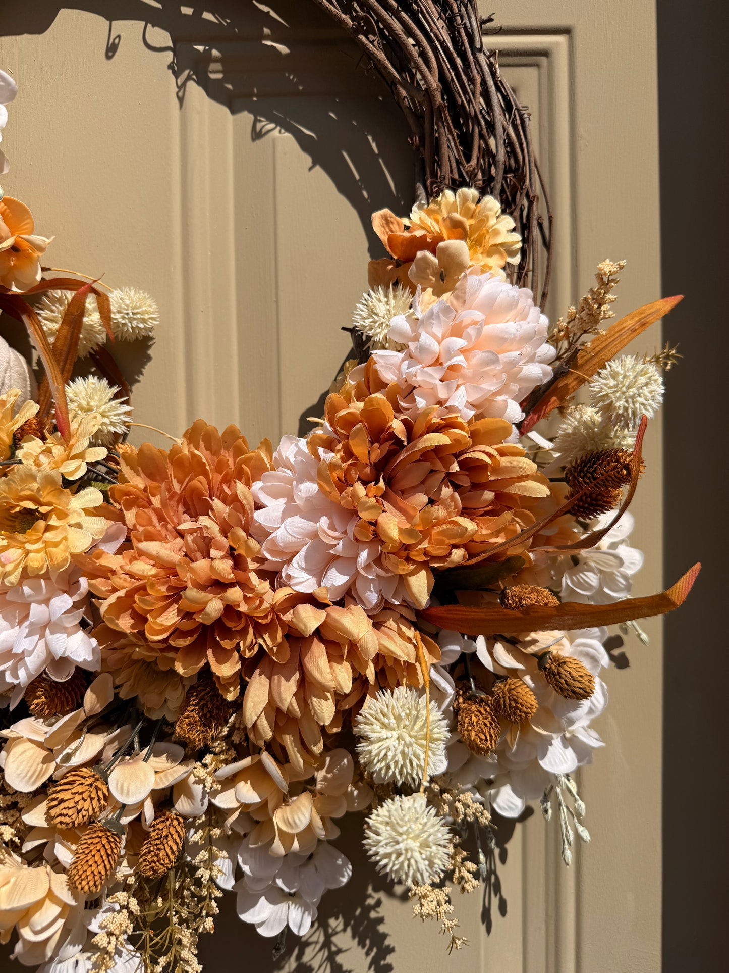 Beige & Cream-Colored Neutral Fall Wreath