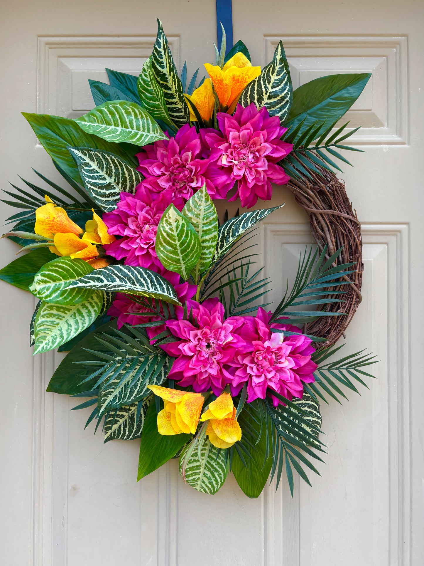 Tropical Zebra Palm Summer Wreath
