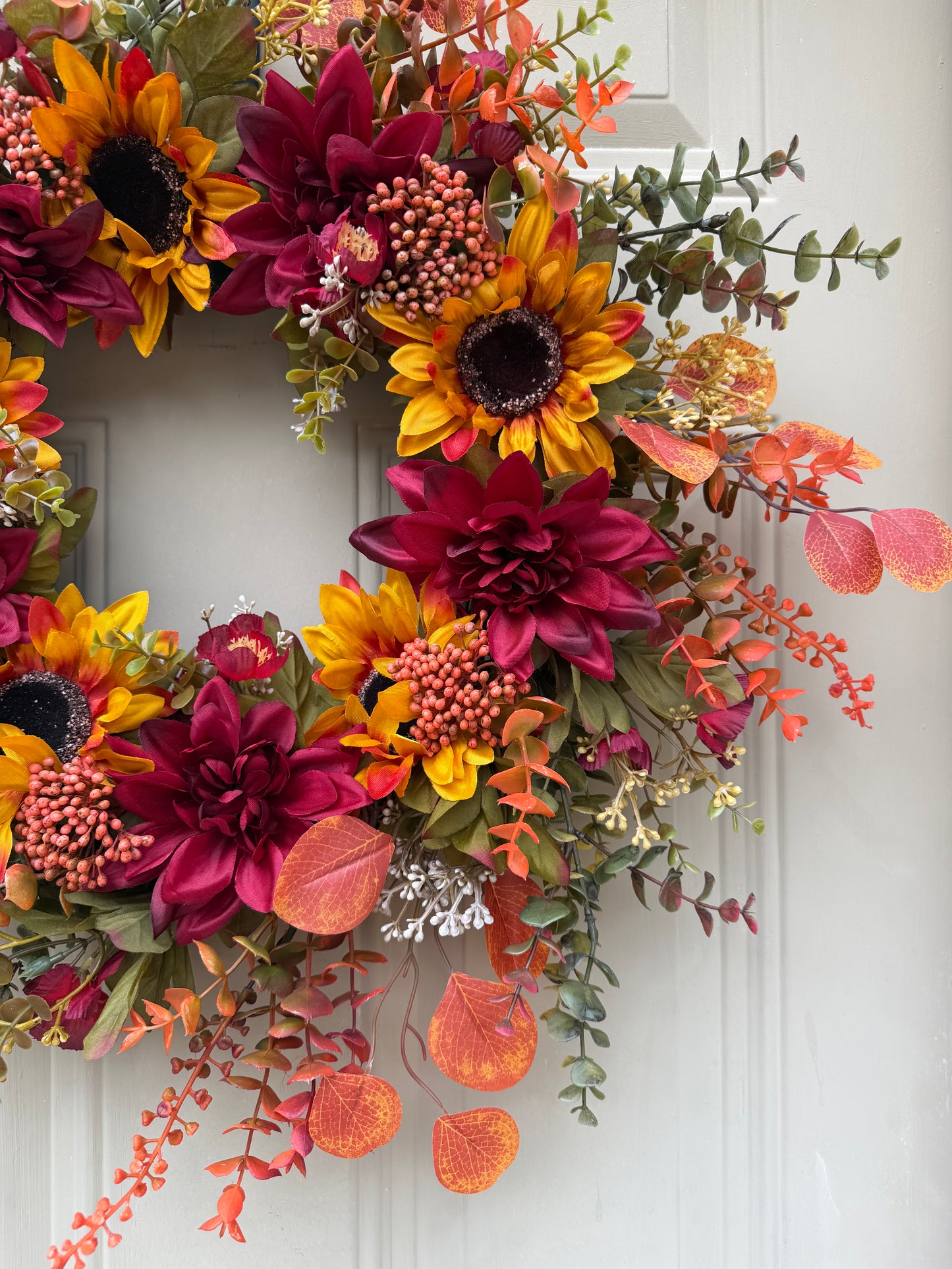 Sunflower and Dahlia Fall Wreath