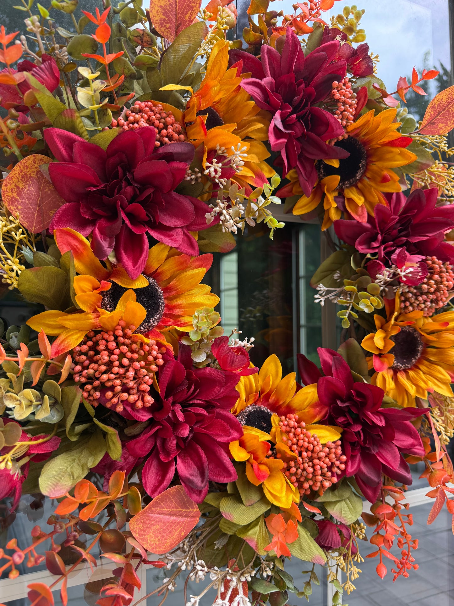 Sunflower and Dahlia Fall Wreath