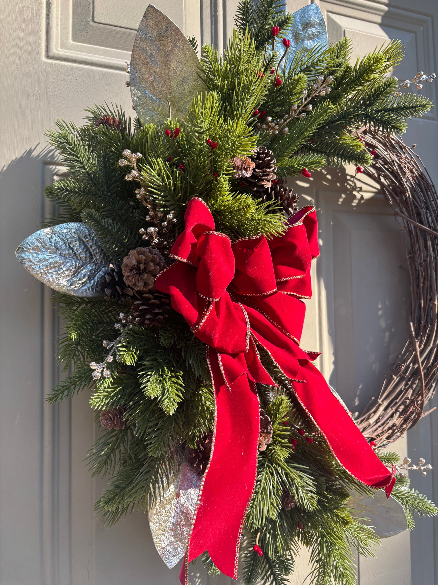Cranberry & Gold Holiday Wreath