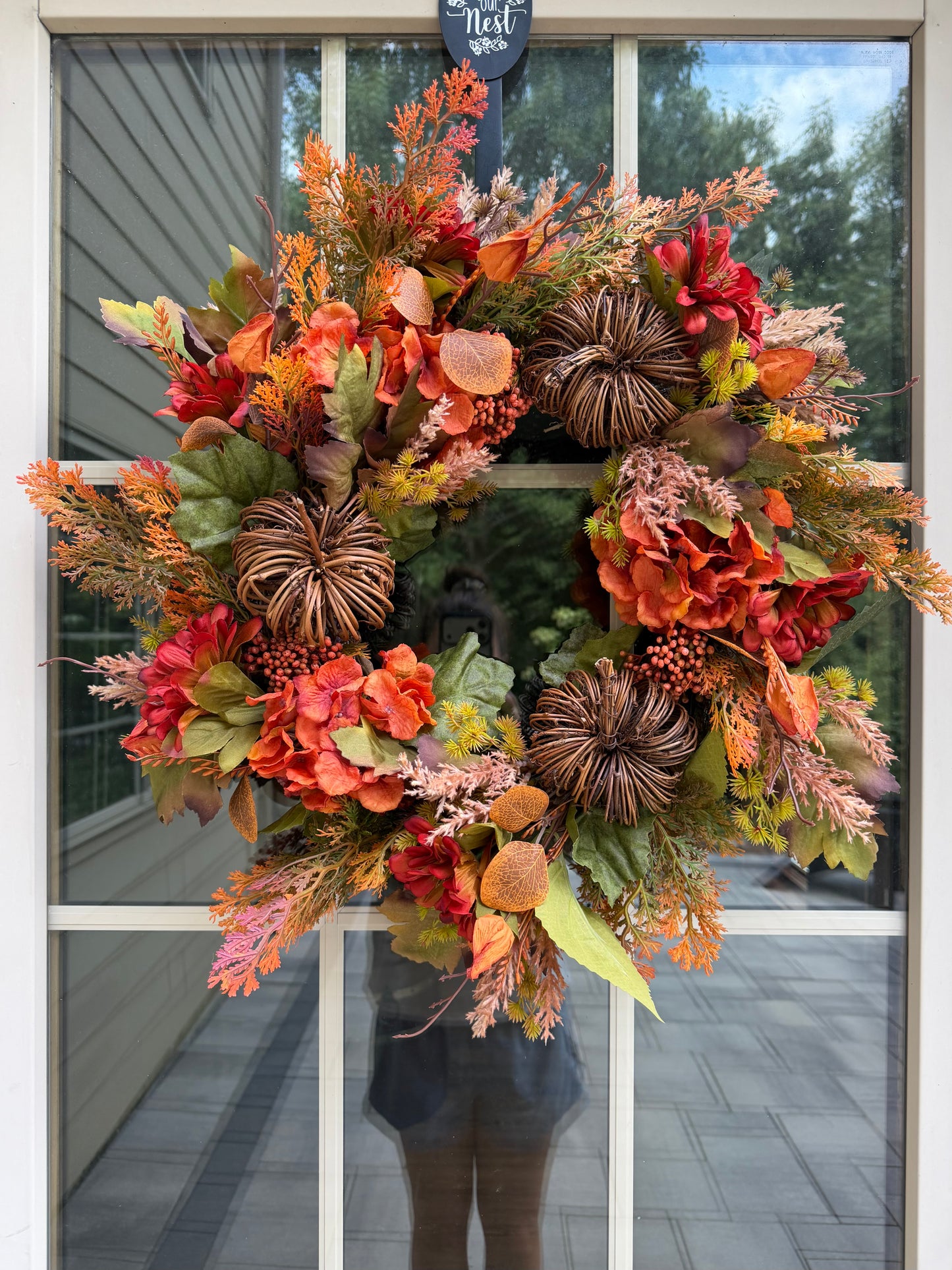 Grapevine Pumpkin & Hydrangea Fall Wreath