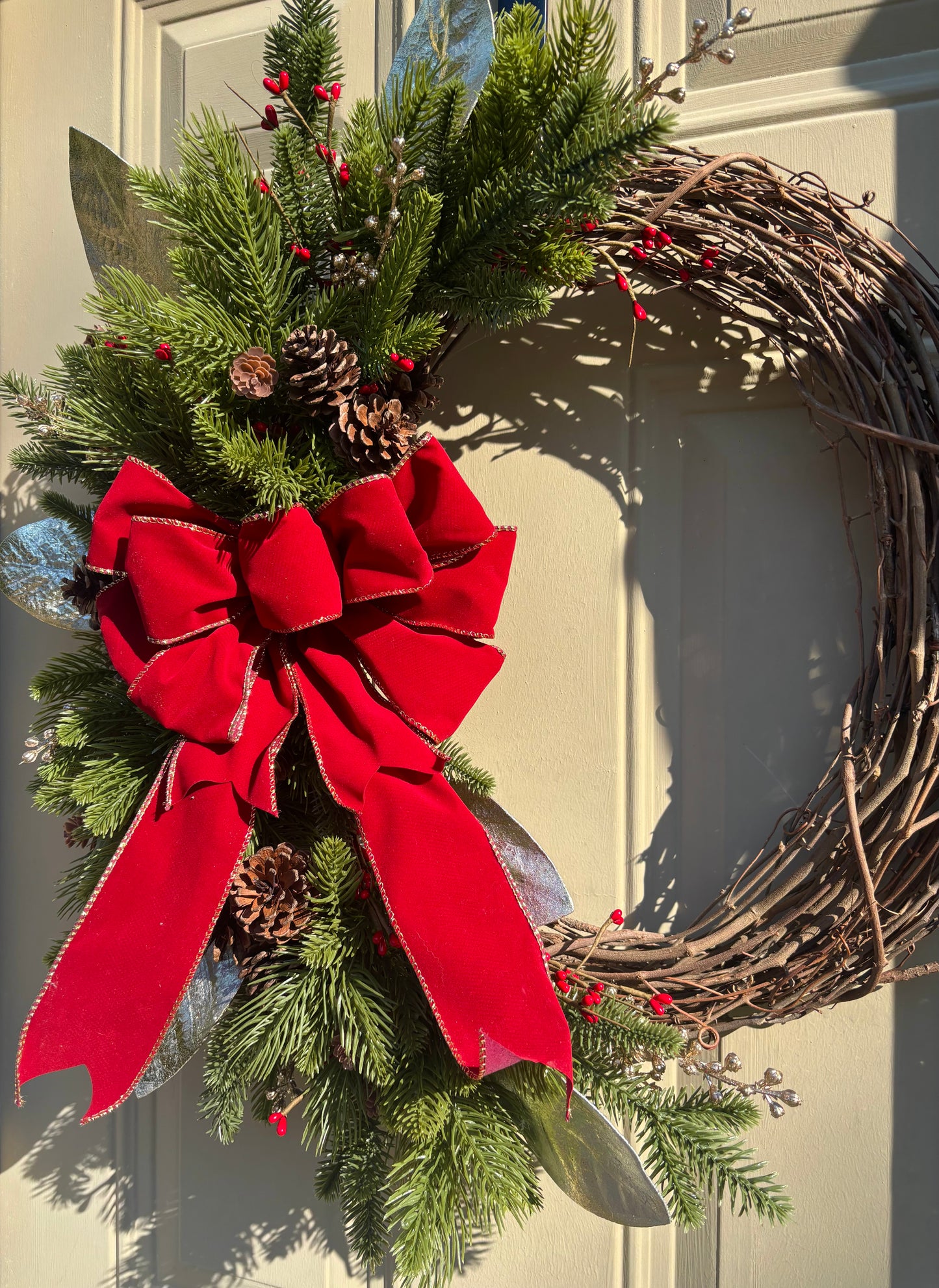 Cranberry & Gold Holiday Wreath