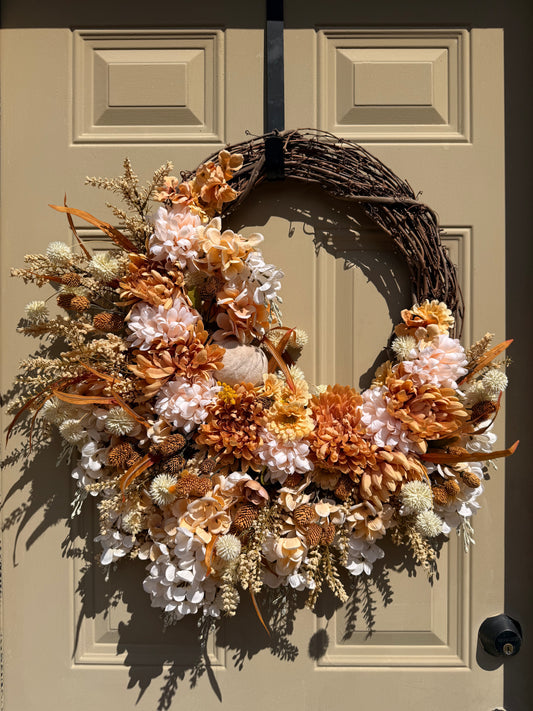 Beige & Cream-Colored Neutral Fall Wreath