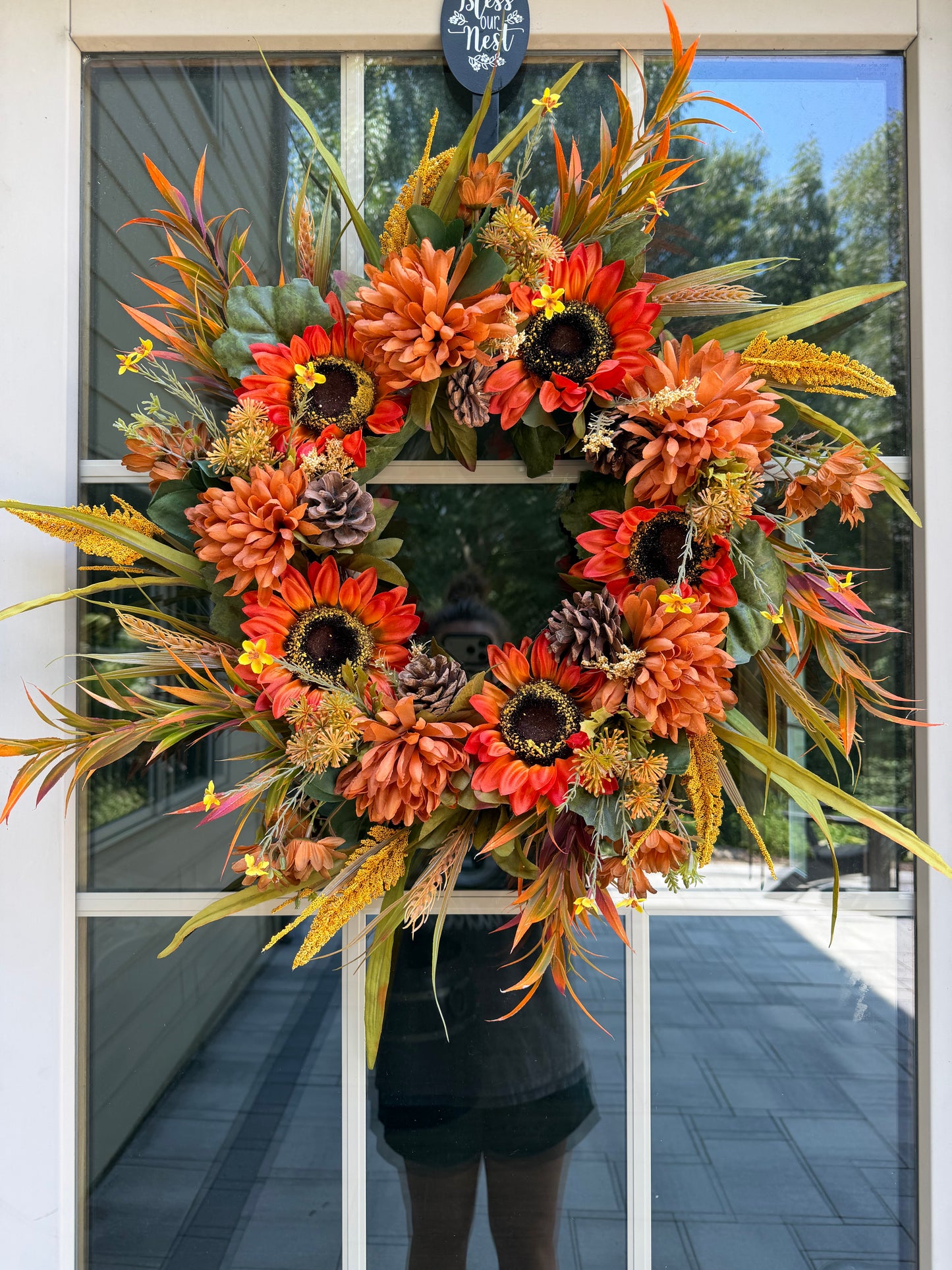 Sunflower and Mum Harvest Fall Wreath