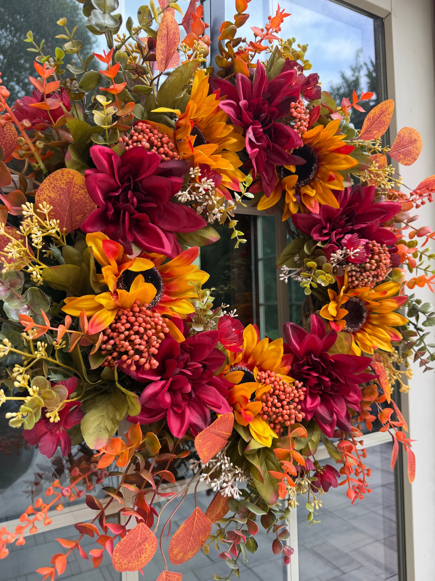 Sunflower and Dahlia Fall Wreath