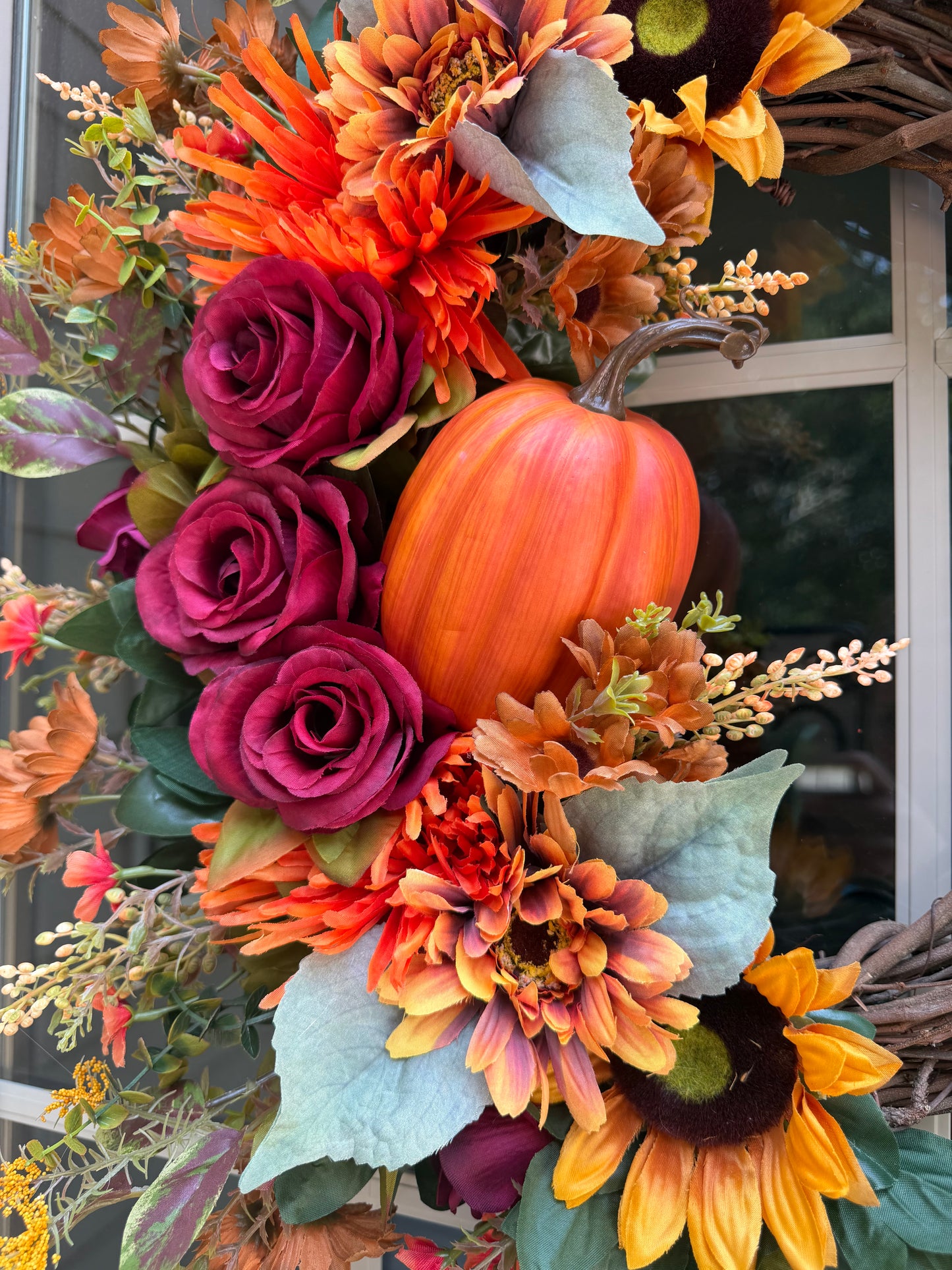 Sunflower, Pumpkin, & Rose Fall Wreath