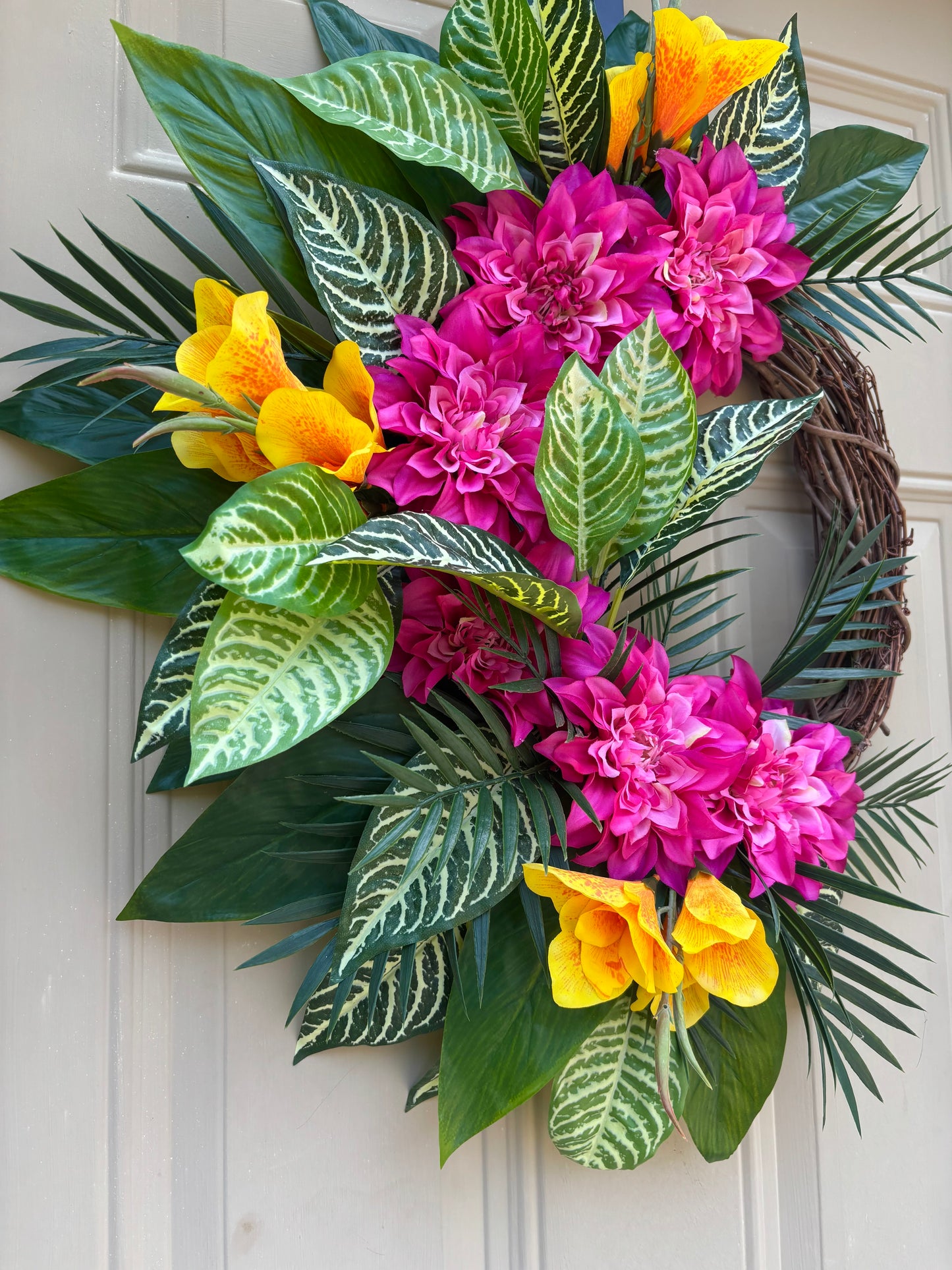Tropical Zebra Palm Summer Wreath