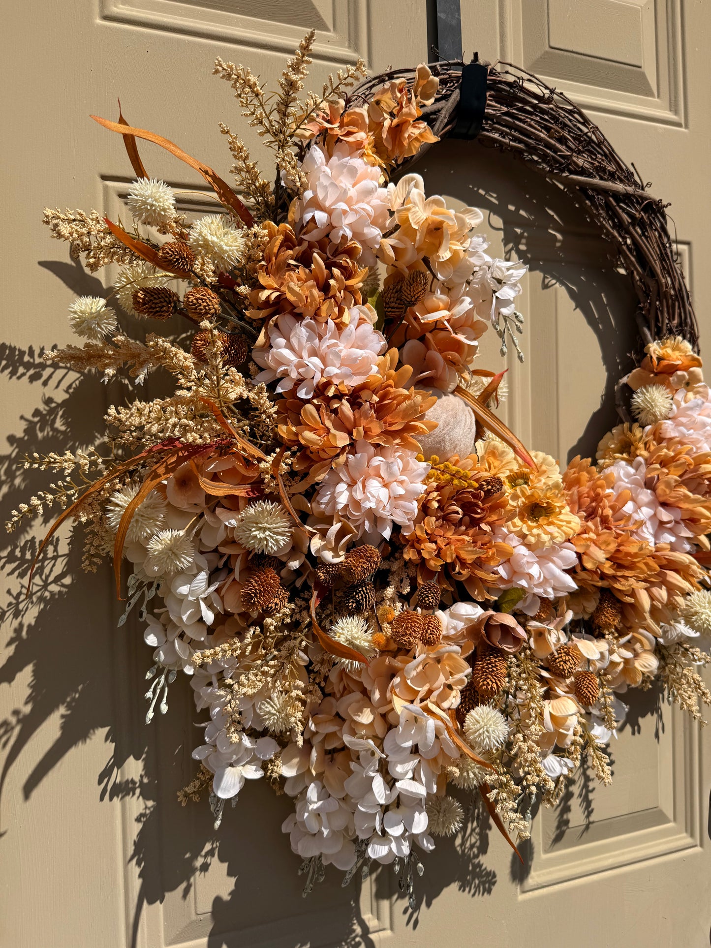 Beige & Cream-Colored Neutral Fall Wreath