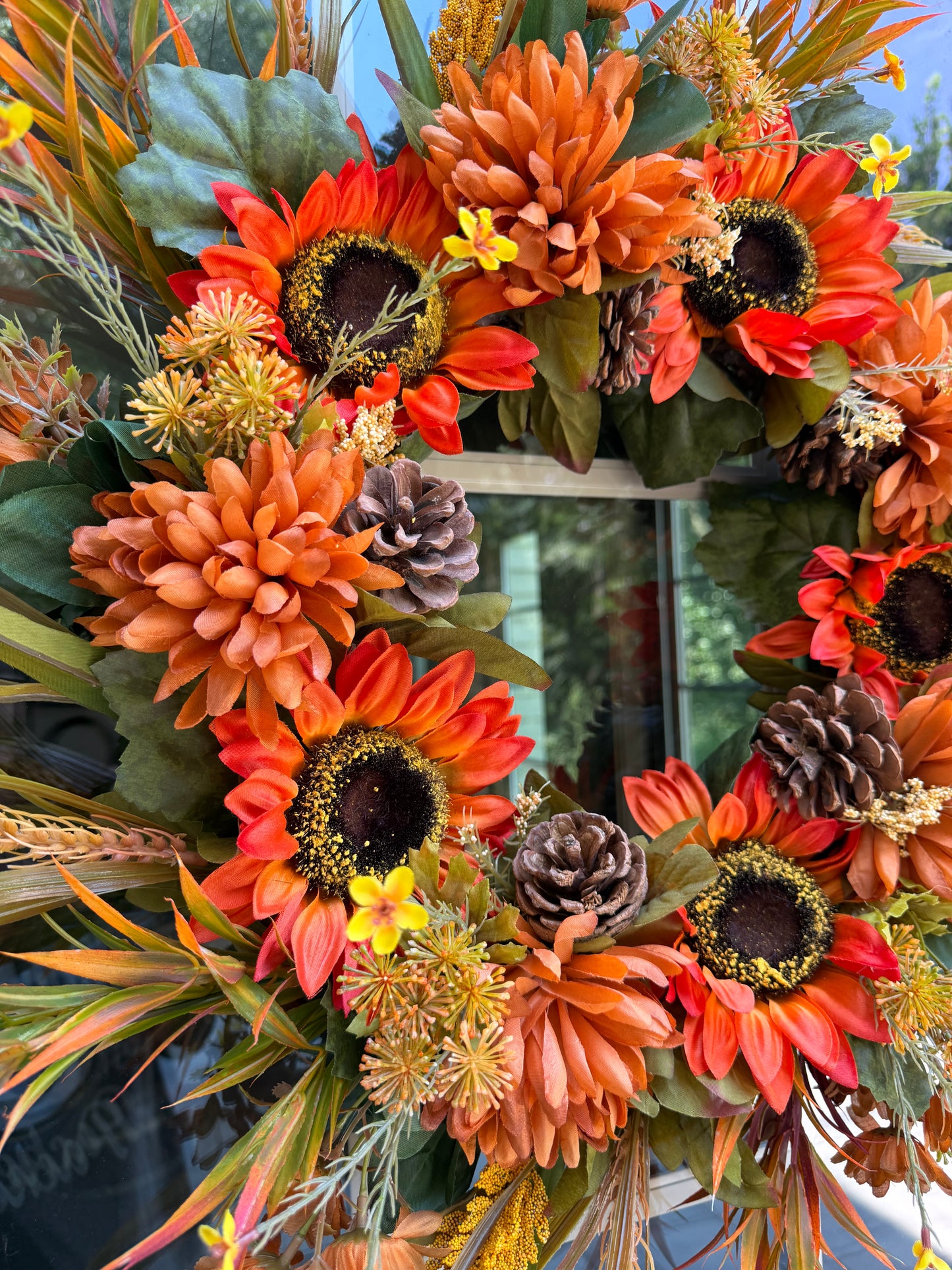 Sunflower and Mum Harvest Fall Wreath