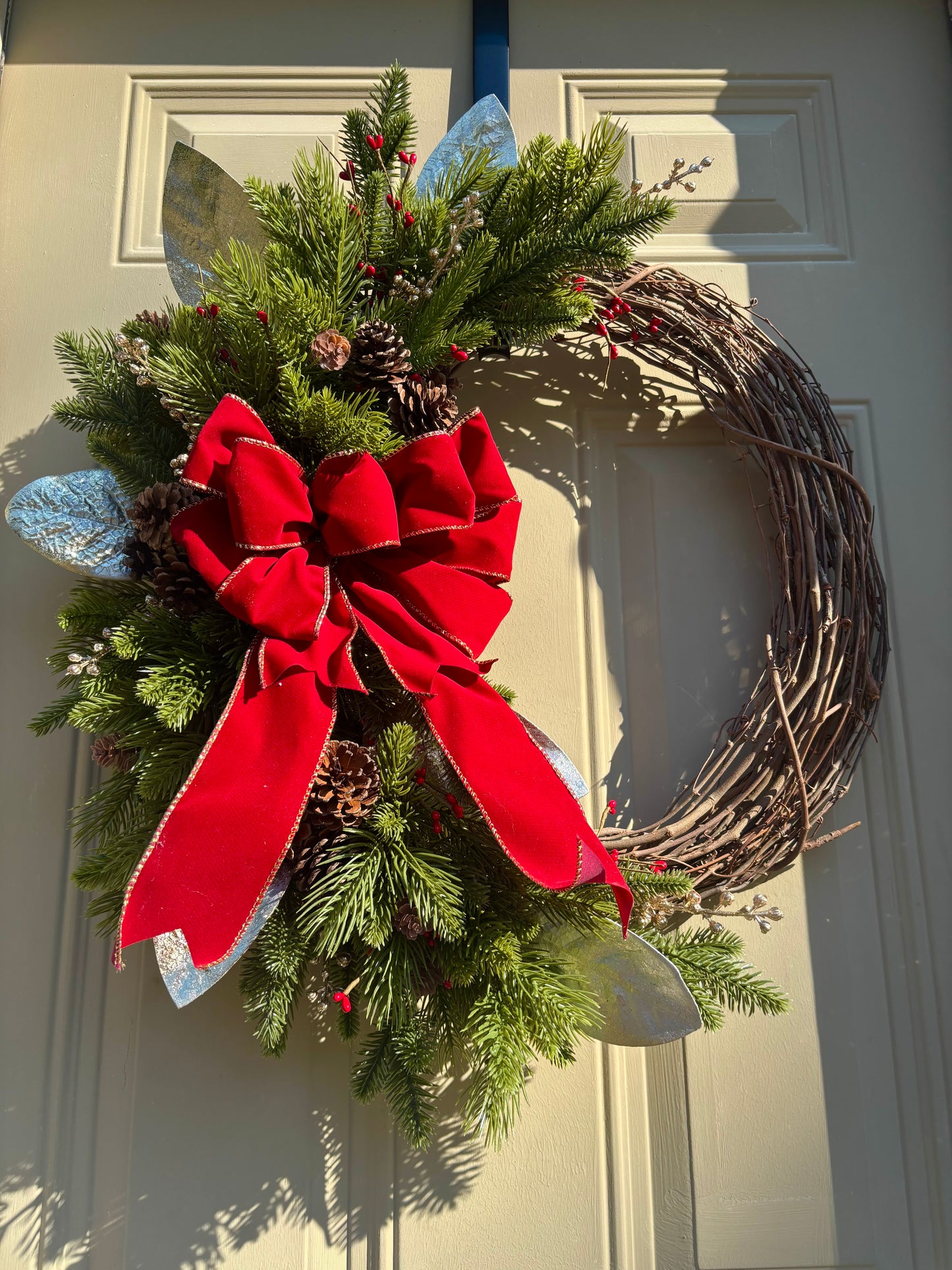 Cranberry & Gold Holiday Wreath