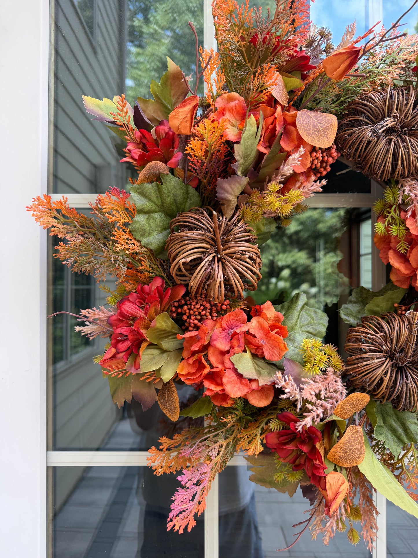 Grapevine Pumpkin & Hydrangea Fall Wreath