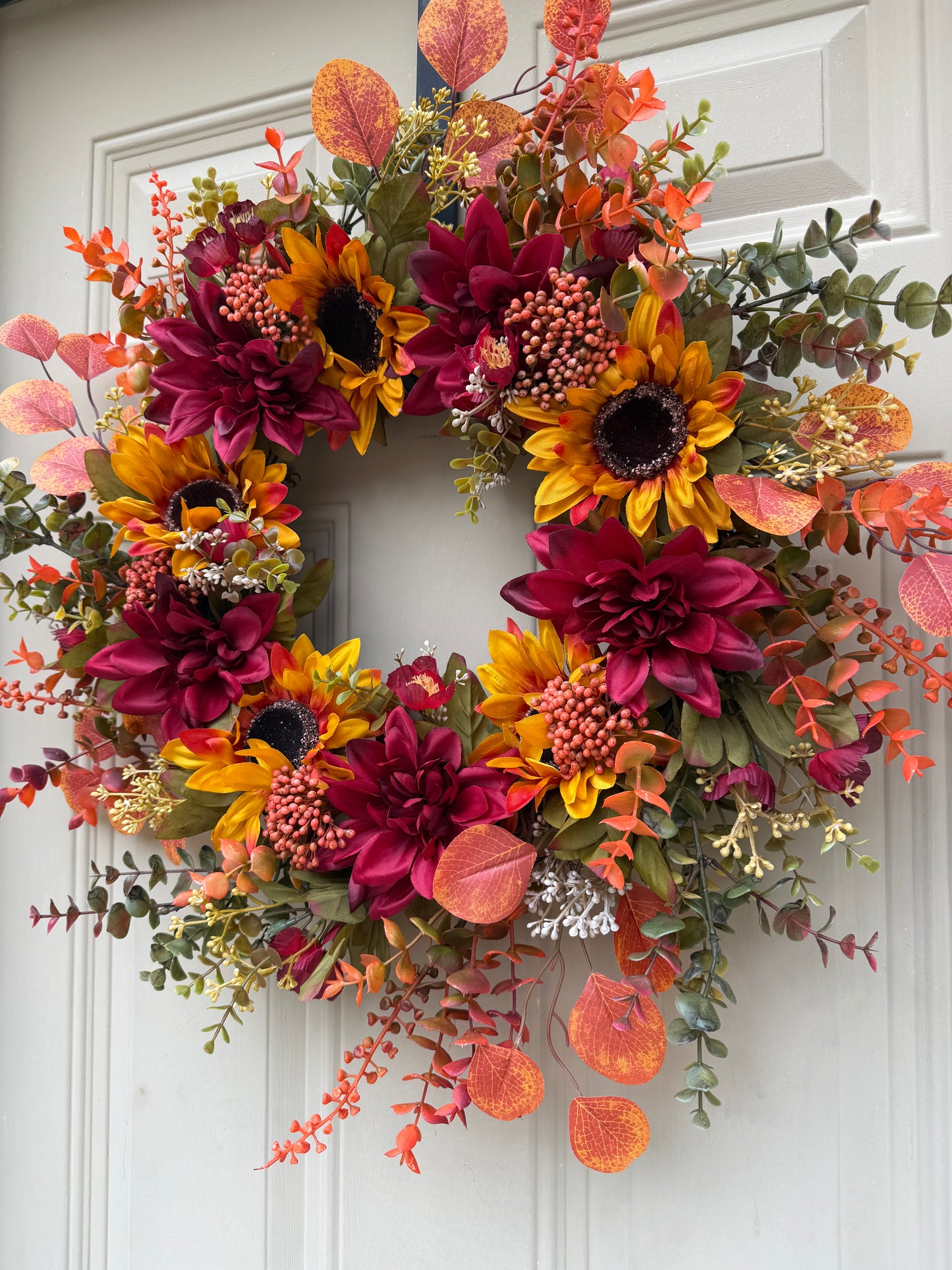 Sunflower and Dahlia Fall Wreath