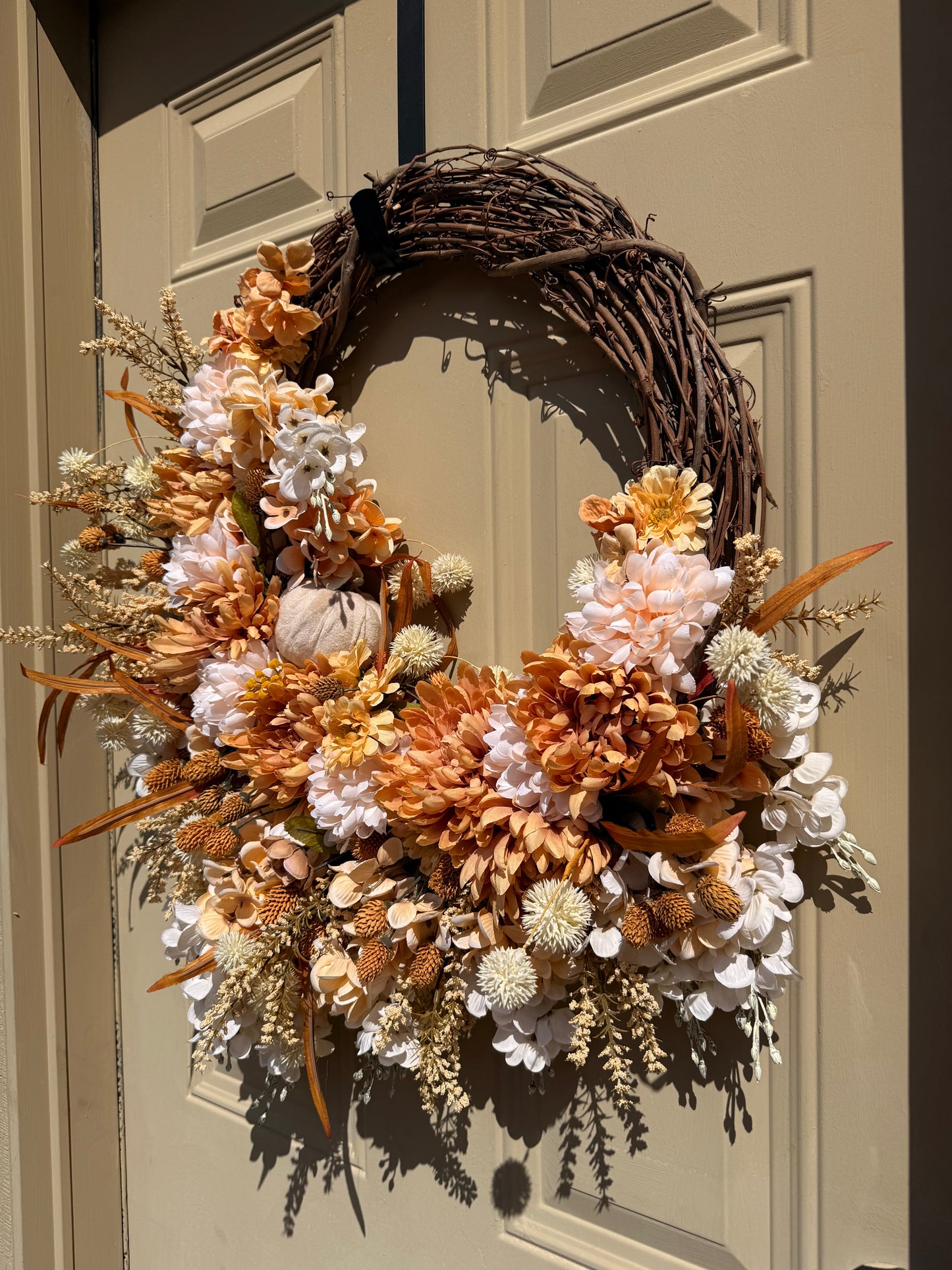 Beige & Cream-Colored Neutral Fall Wreath