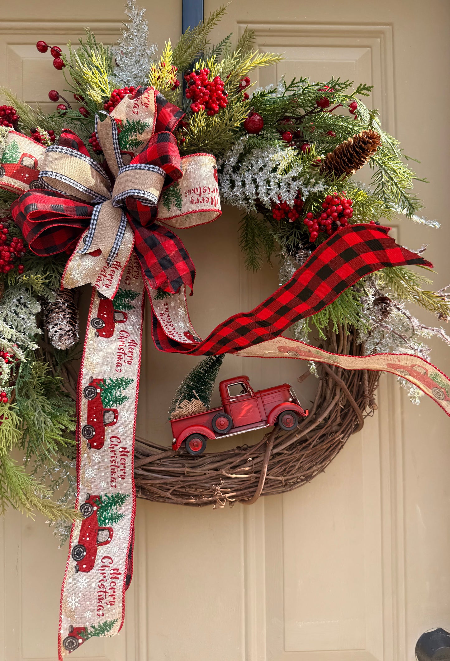 Vintage Red Truck Christmas Wreath