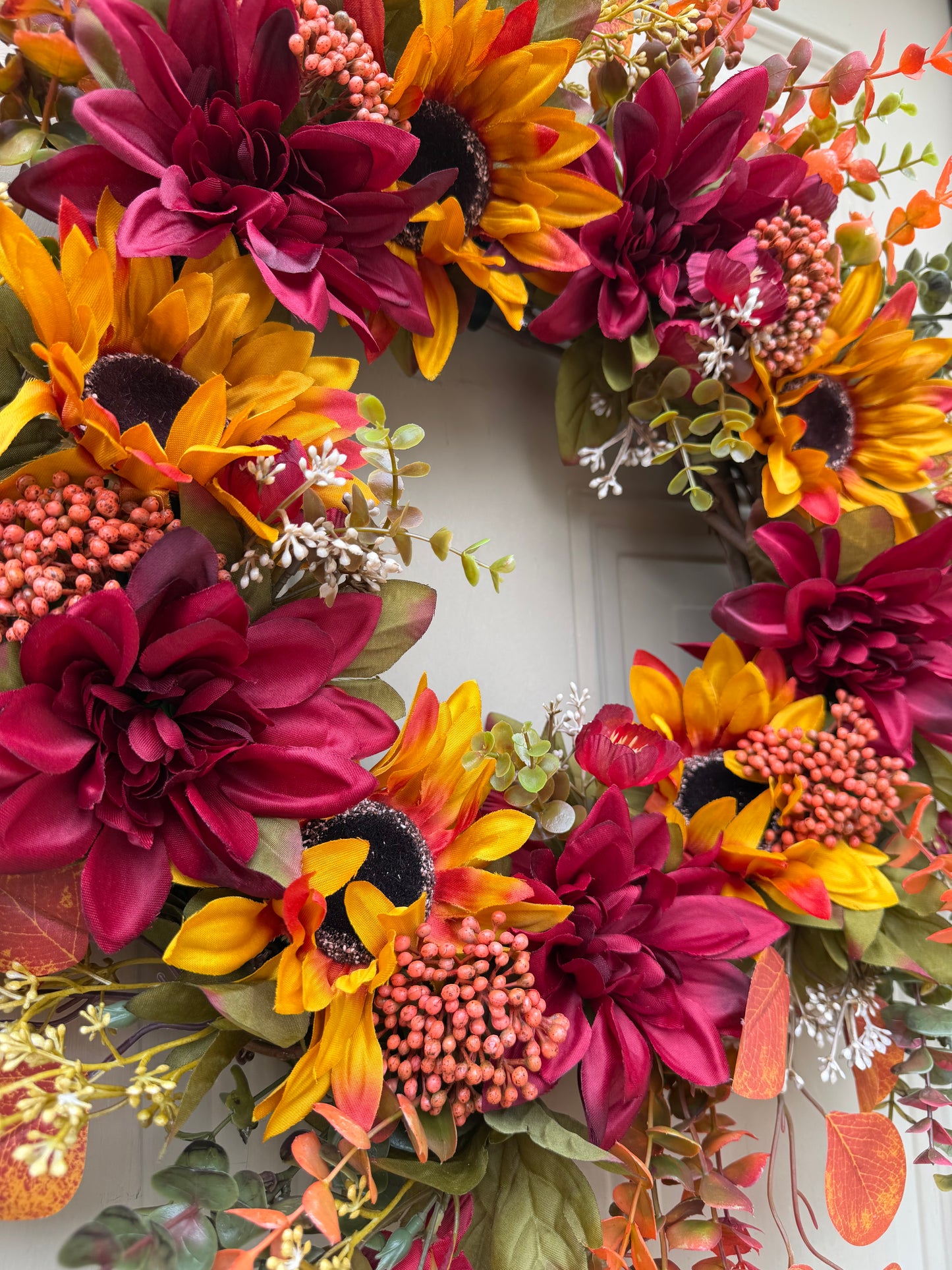 Sunflower and Dahlia Fall Wreath