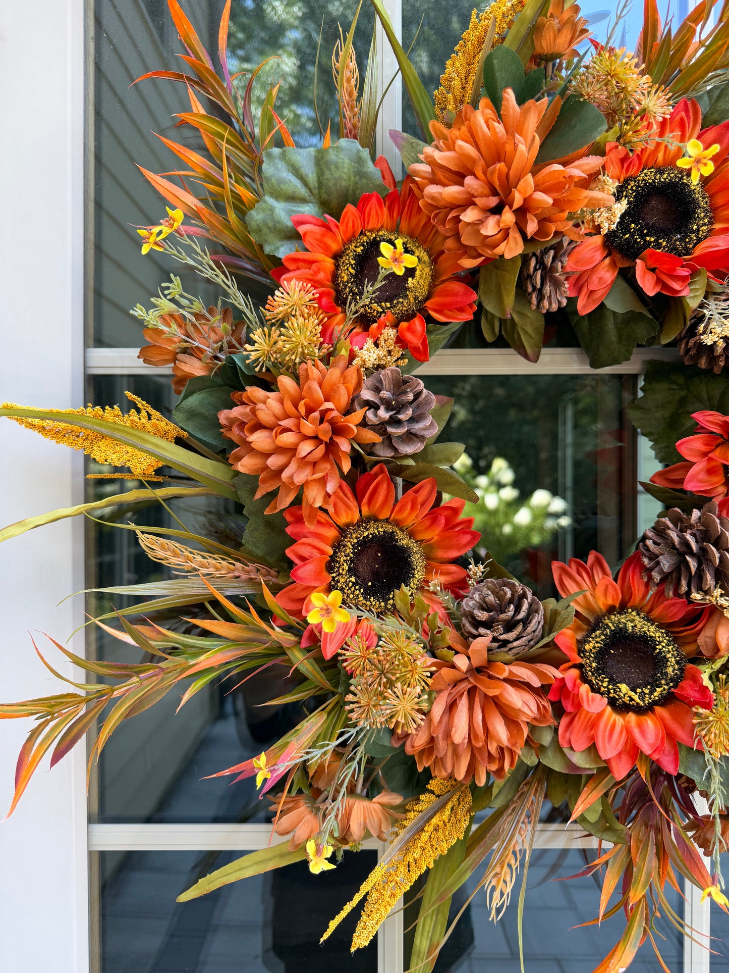 Sunflower and Mum Harvest Fall Wreath