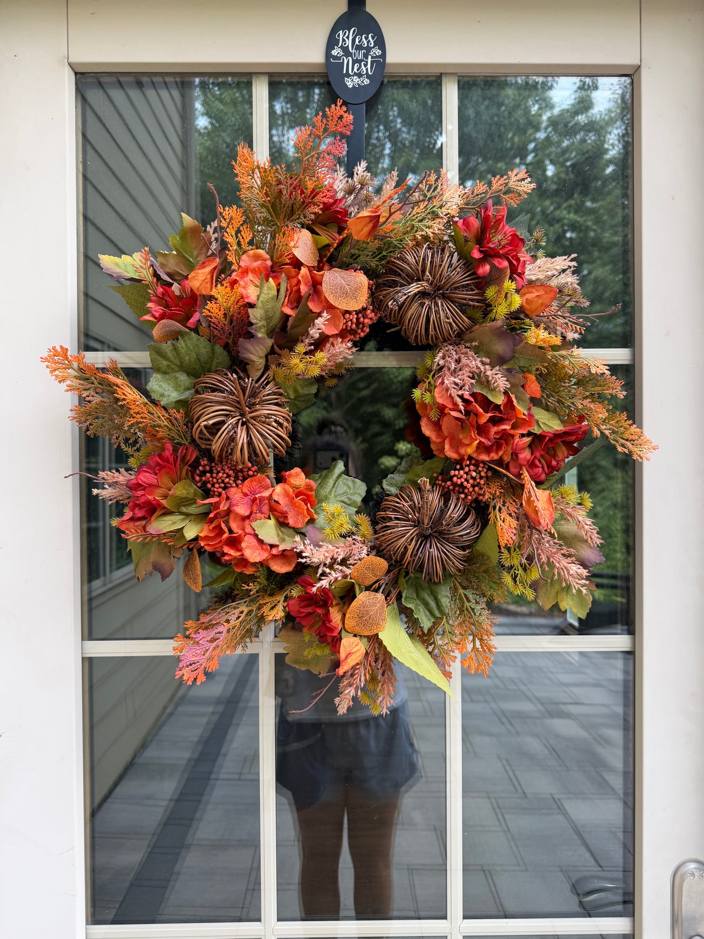 Grapevine Pumpkin & Hydrangea Fall Wreath