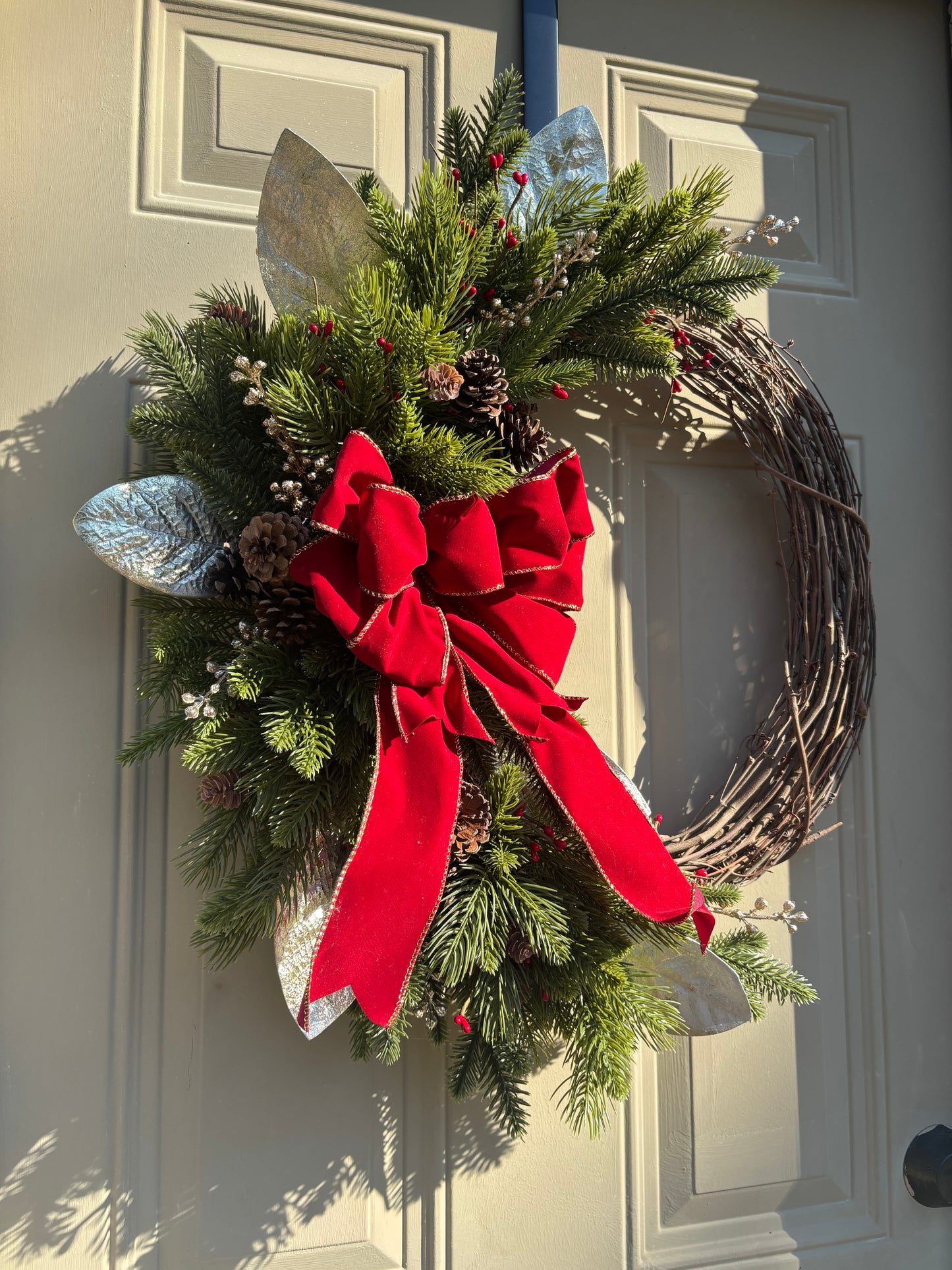 Cranberry & Gold Holiday Wreath